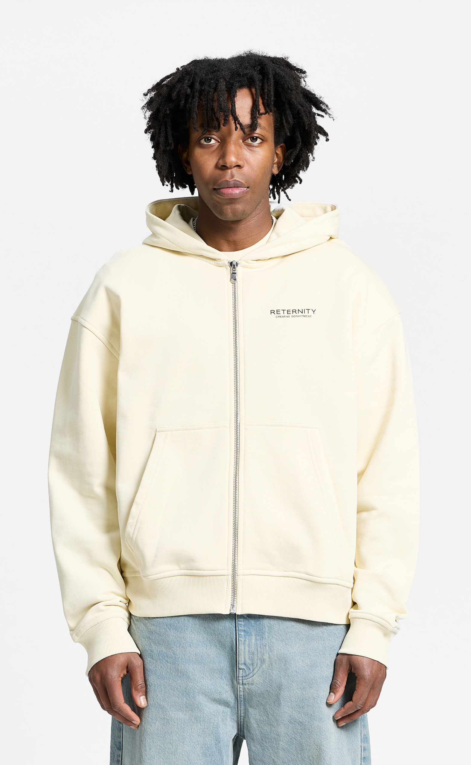 CREATIVE DEPT ZIP CREAM HOODIE
