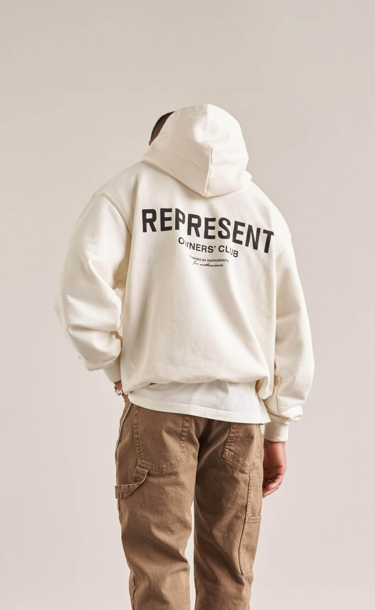 REPRESENT OWNERS CLUB FLAT WHITE HOODIE