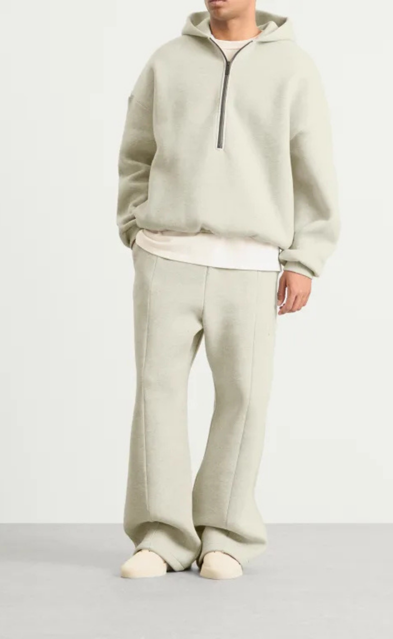 WIDE LEG MELANGE GREY SWEATPANT
