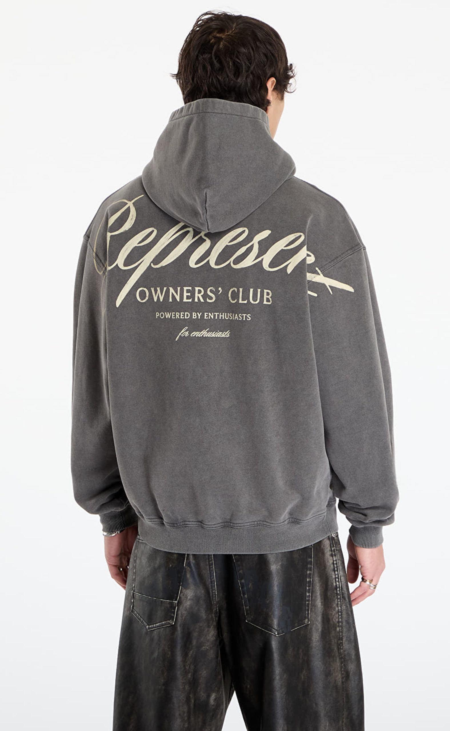 REPRESENT OWNERS CLUB SCRIPT VINTAGE GREY HOODIE