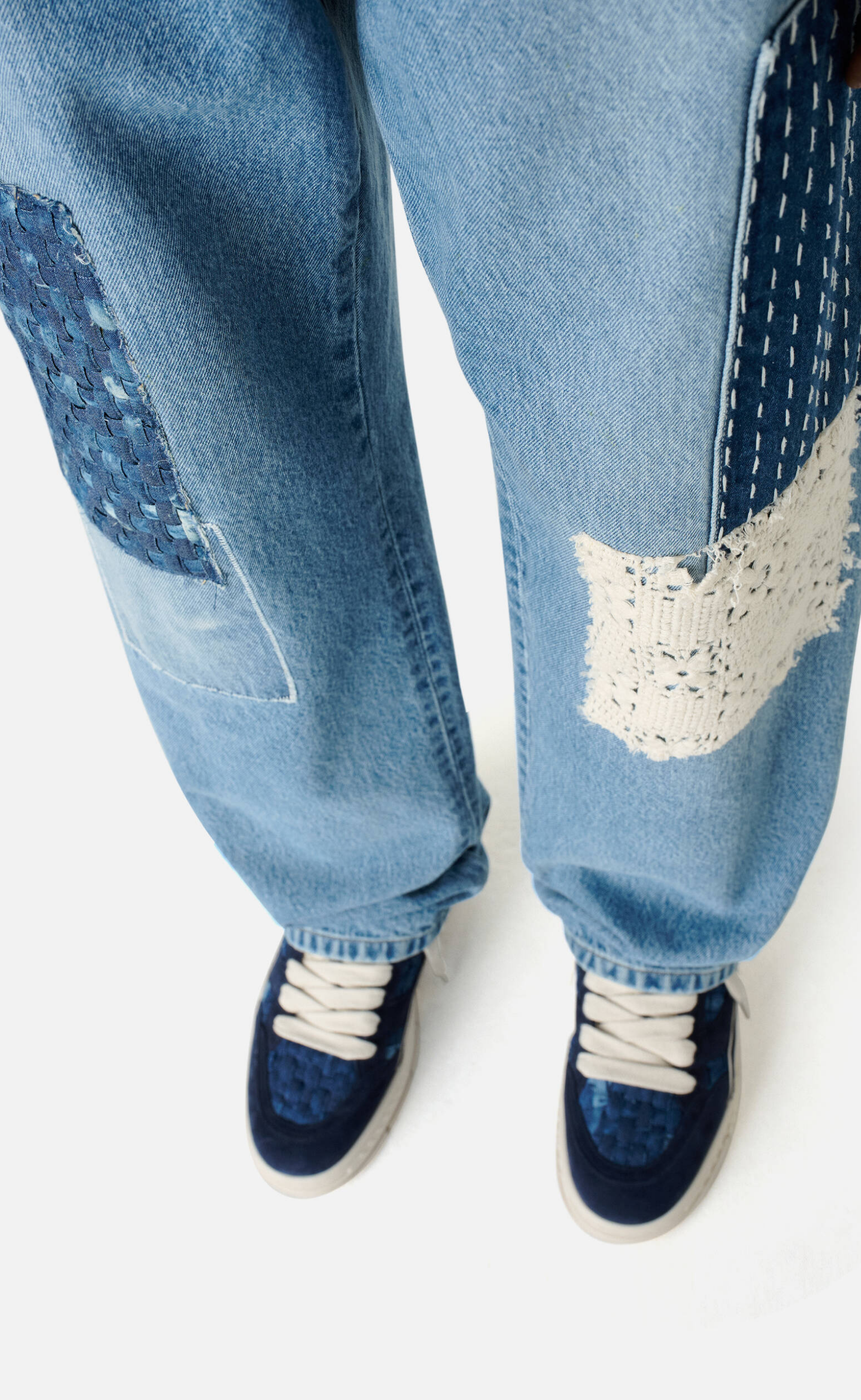 PATCHWORK RELAXED LIGHT BLUE JEANS