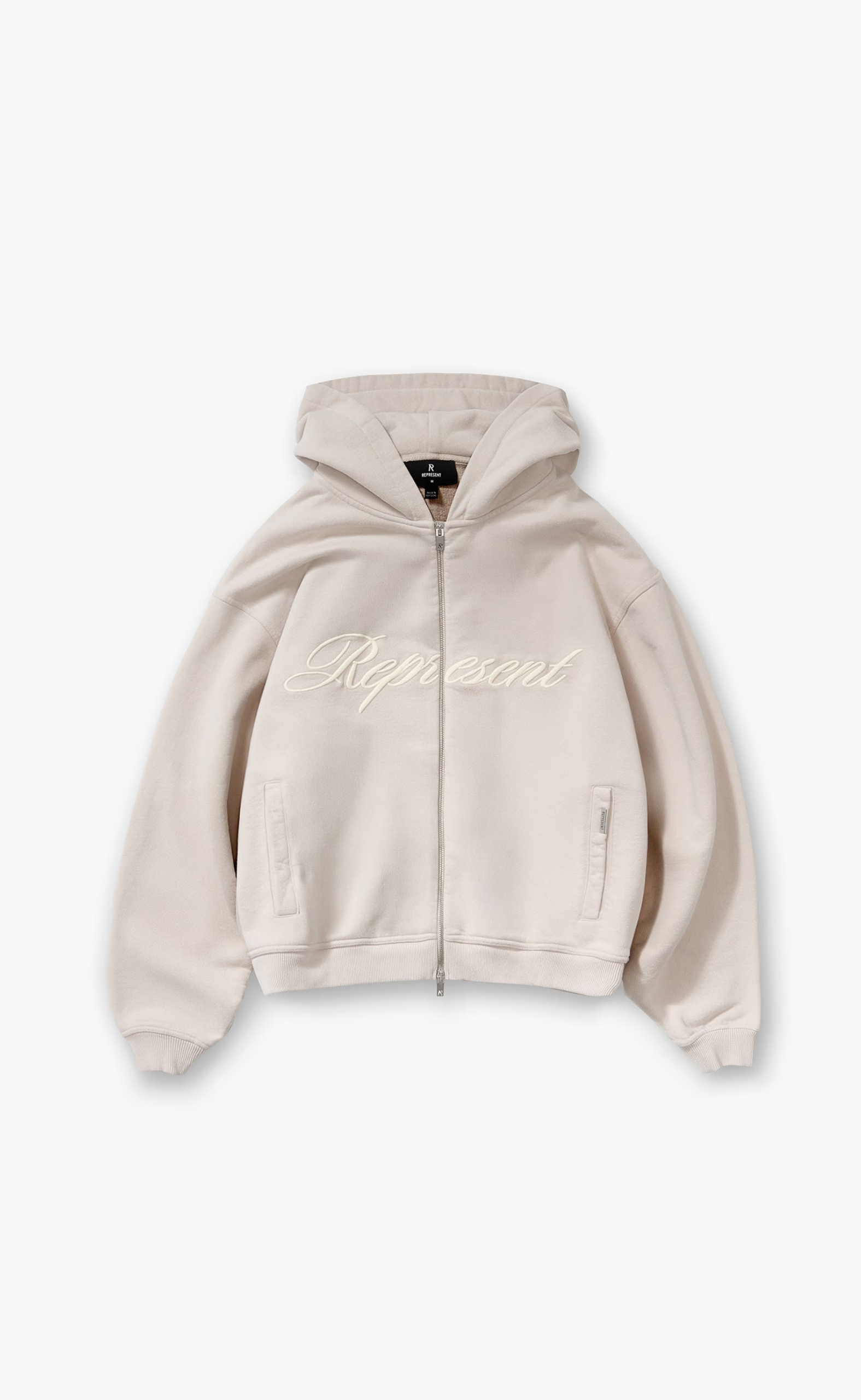 SCRIPT LOGO ZIP CONCRETE HOODIE
