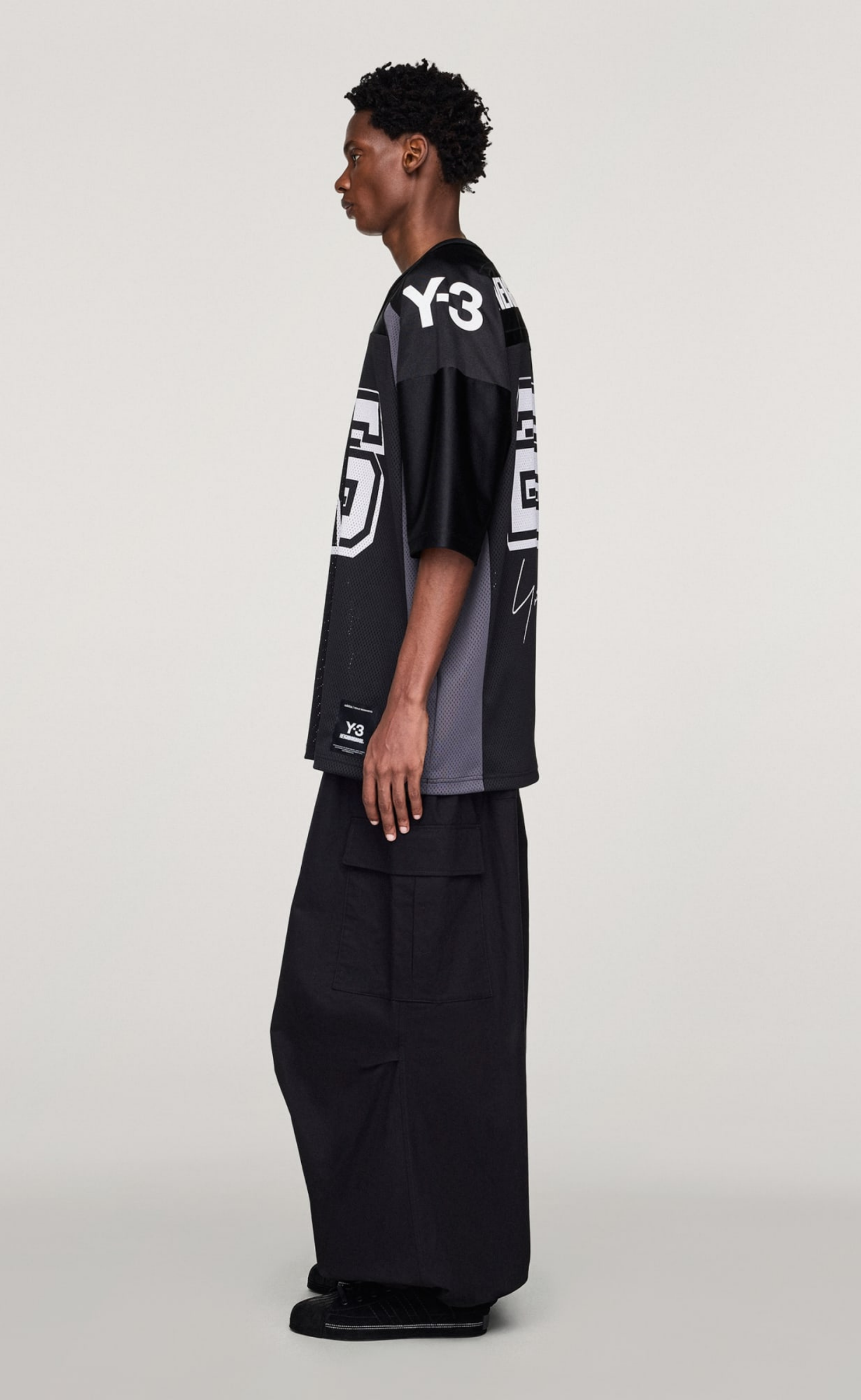 Y-3 NBHD FOOTBALL JERSEY BLACK T-SHIRT