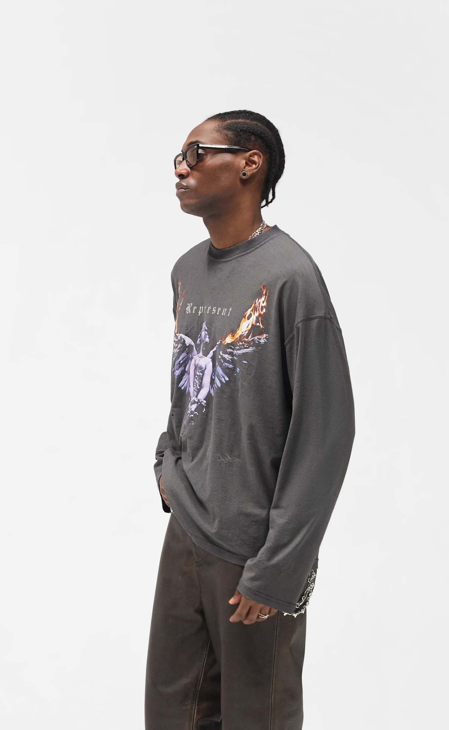REPRESENT LIVING LEGACY TOUR SUN FADE GREY LONGSLEEVE