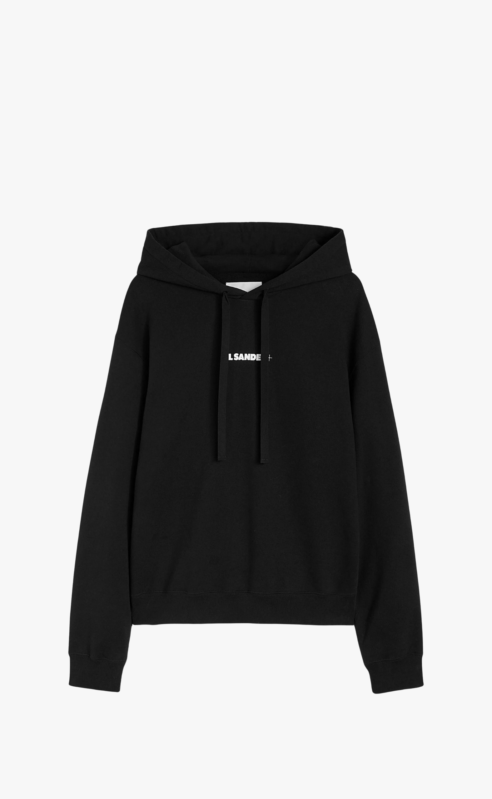 JIL SANDER LOGO PRINTED BLACK HOODIE