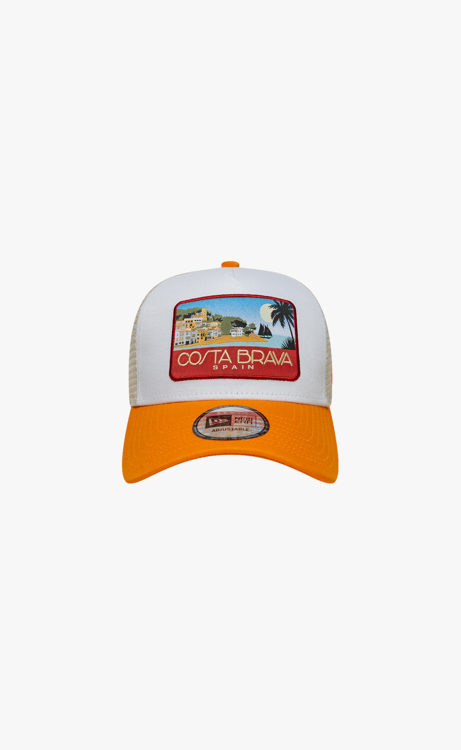 NEW ERA LOCATION PATCH 9 FORTY A-FRAME TRUCKER WHITE ORANGE HAT