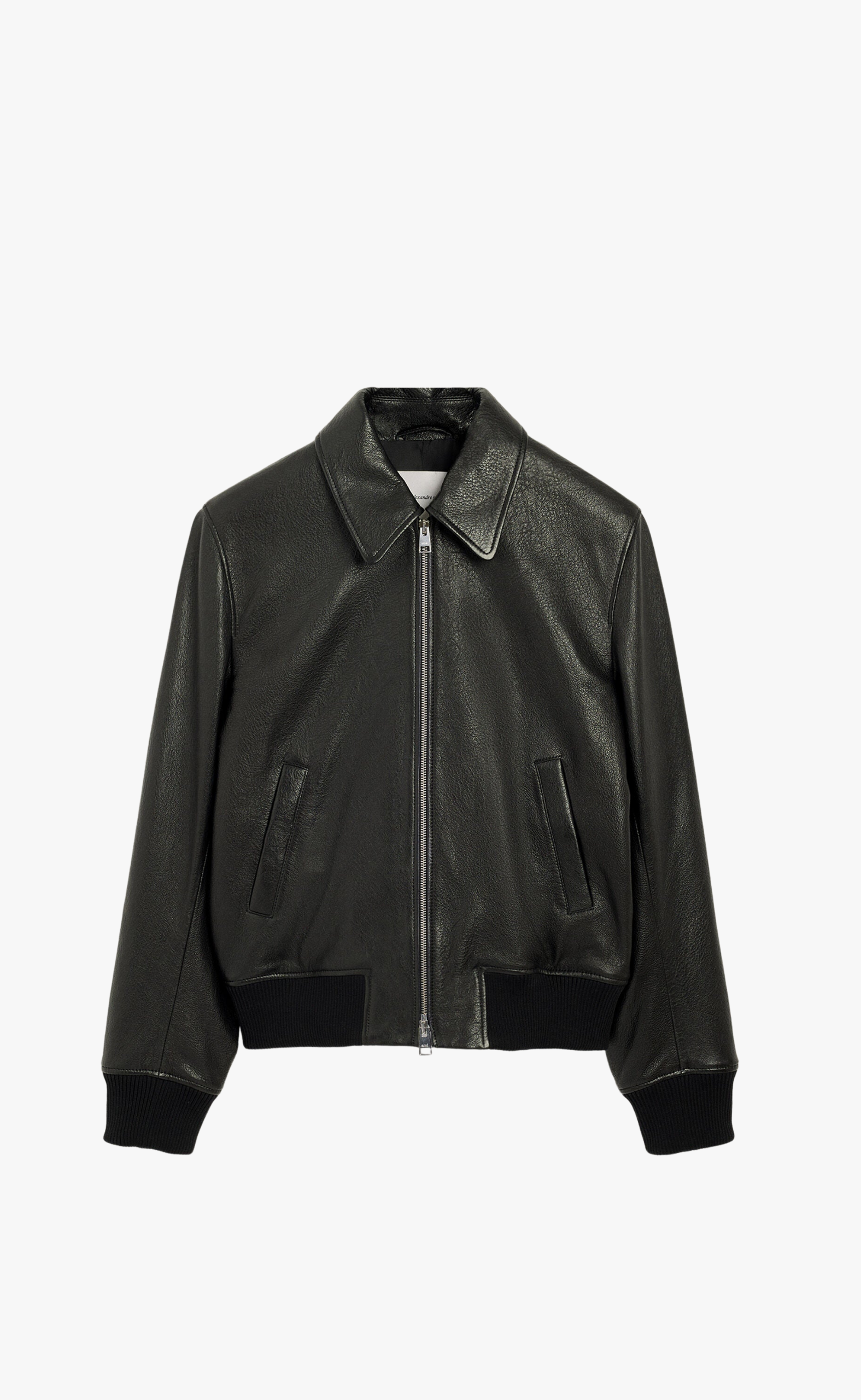 LAMB LEATHER ZIPPED BLACK JACKET