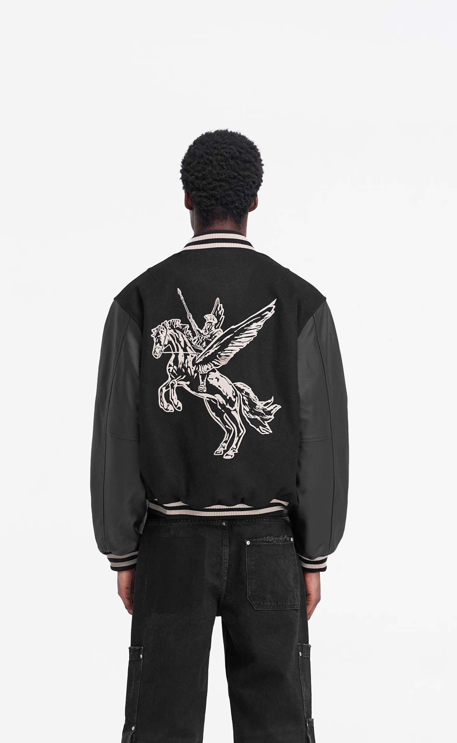 MASCOT WOOL VARSITY JET BLACK JACKET