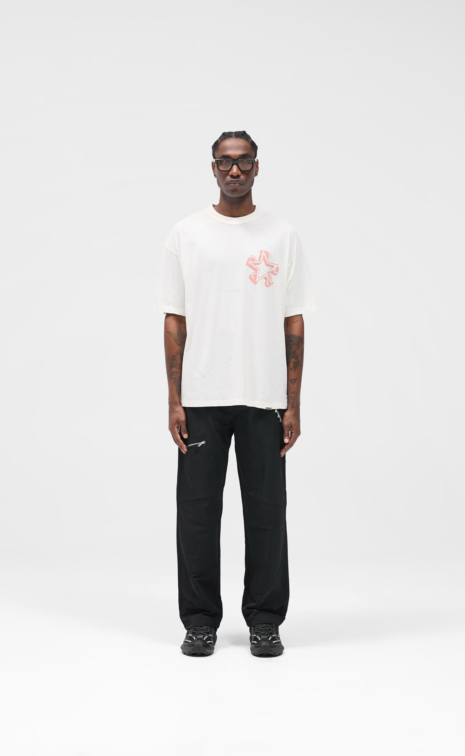 REPRESENT INITIAL STAR FLAT WHITE T-SHIRT