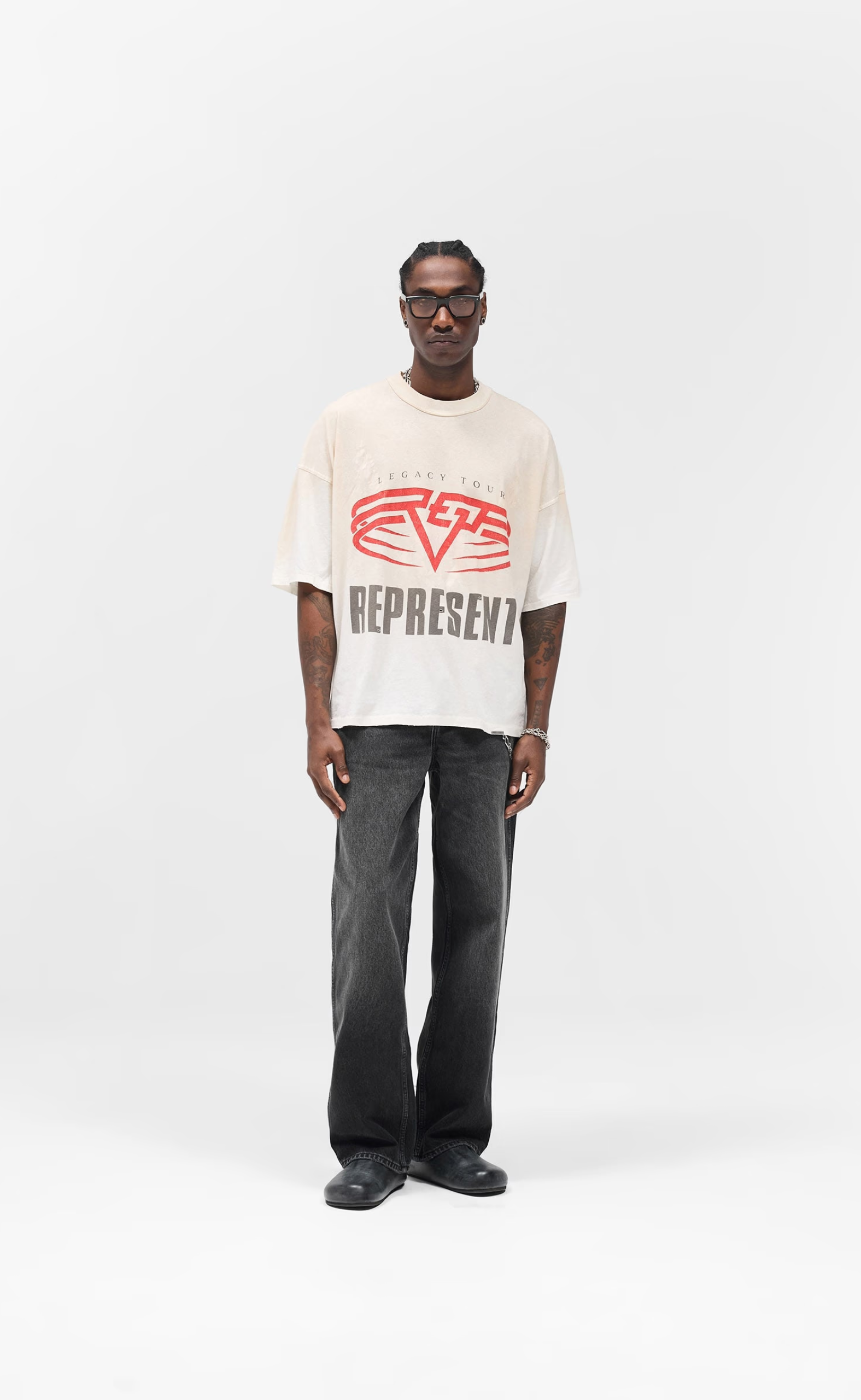 REPRESENT LIVING LEGACY WASHED ECRU T-SHIRT