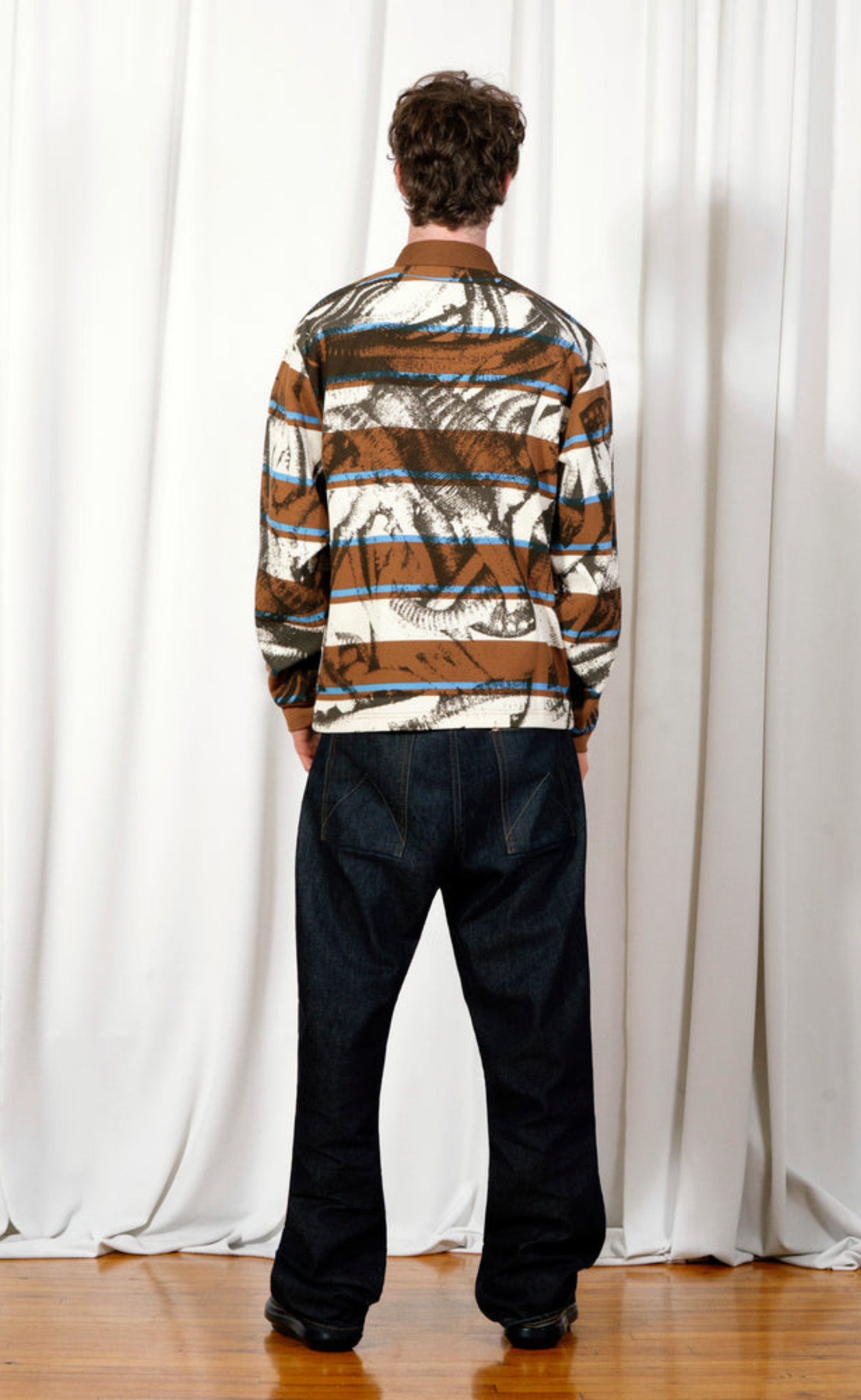 WORMS RUGBY POLO BROWN LONGSLEEVE