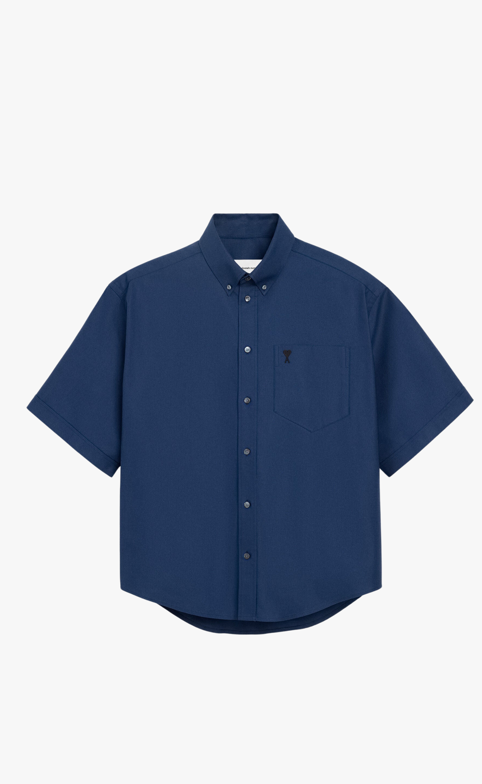 BOXY EMBROIDERED AMI DE COEUR SHORT SLEEVED BLUE SHIRT