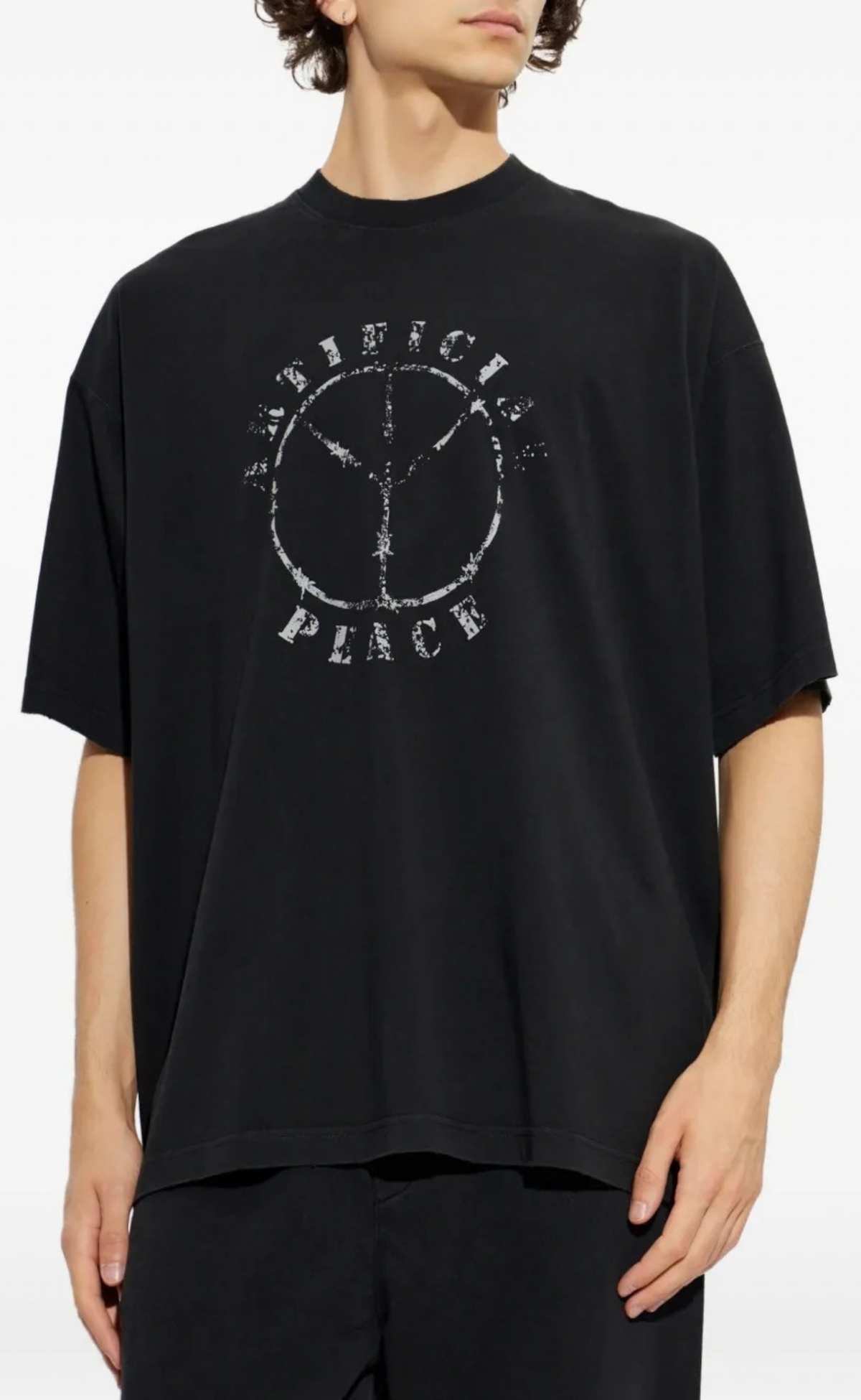 ARTIFICIAL PEACE OVERSIZED WASHED BLACK T-SHIRT