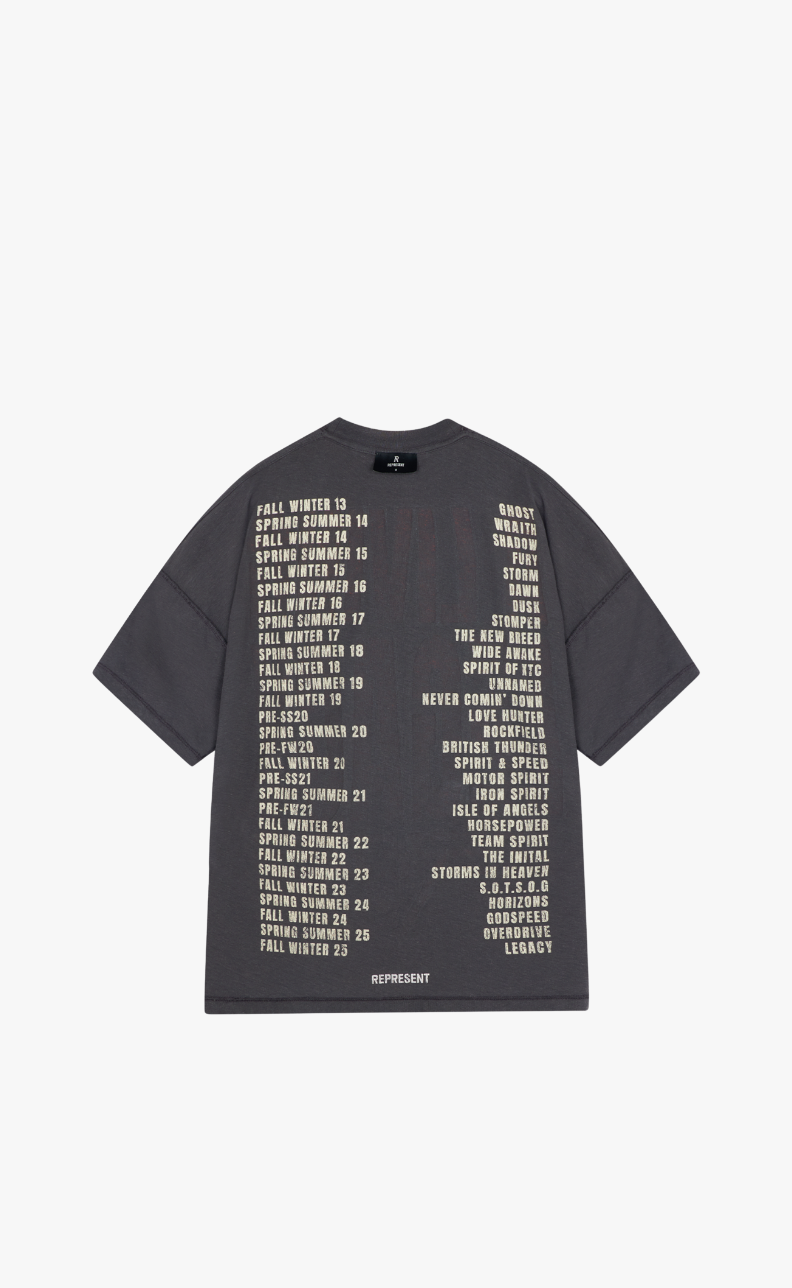 REPRESENT LIVING LEGACY SUN FADE GREY T-SHIRT
