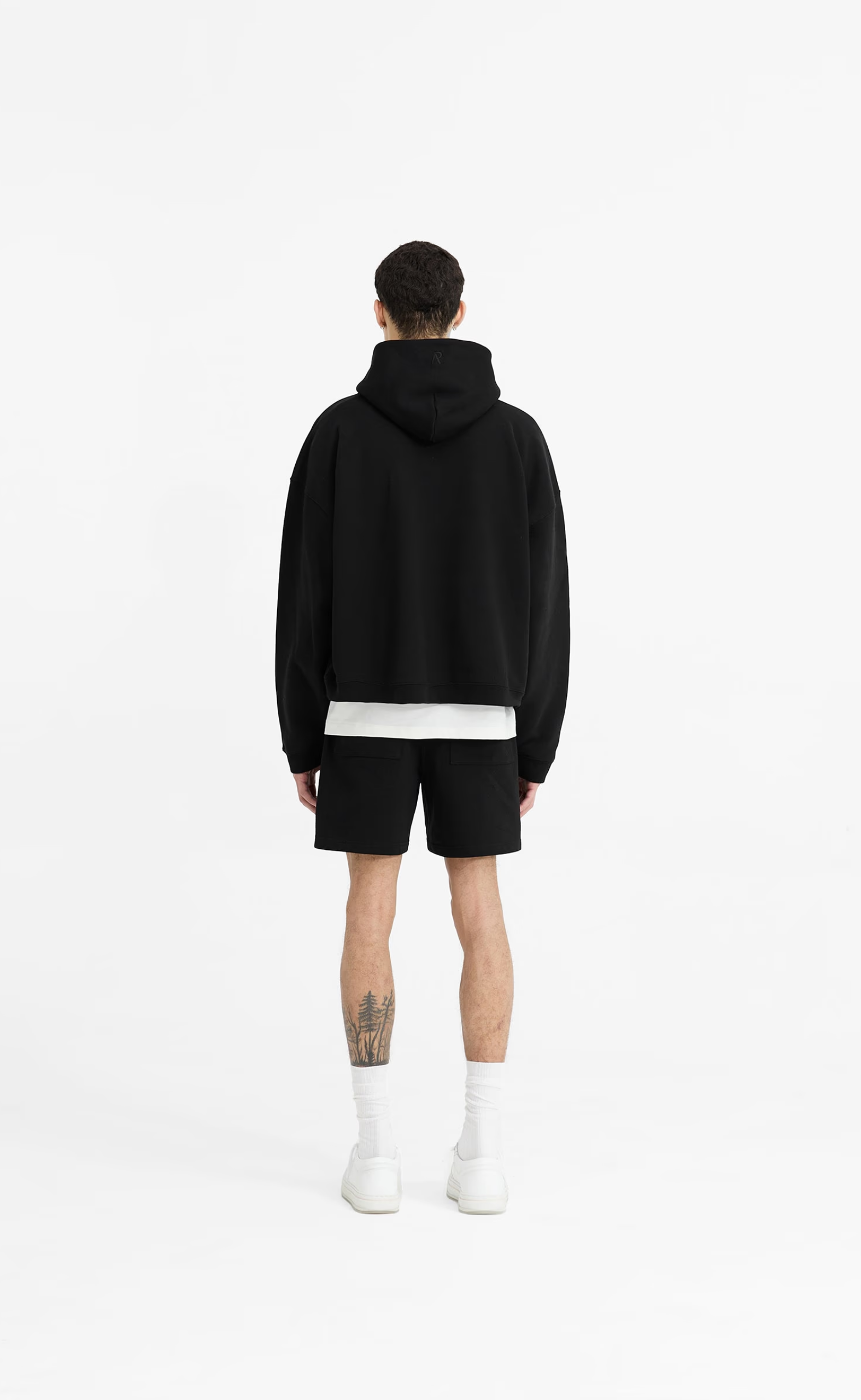 INITIAL BOXY OVERSIZED BLACK HOODIE