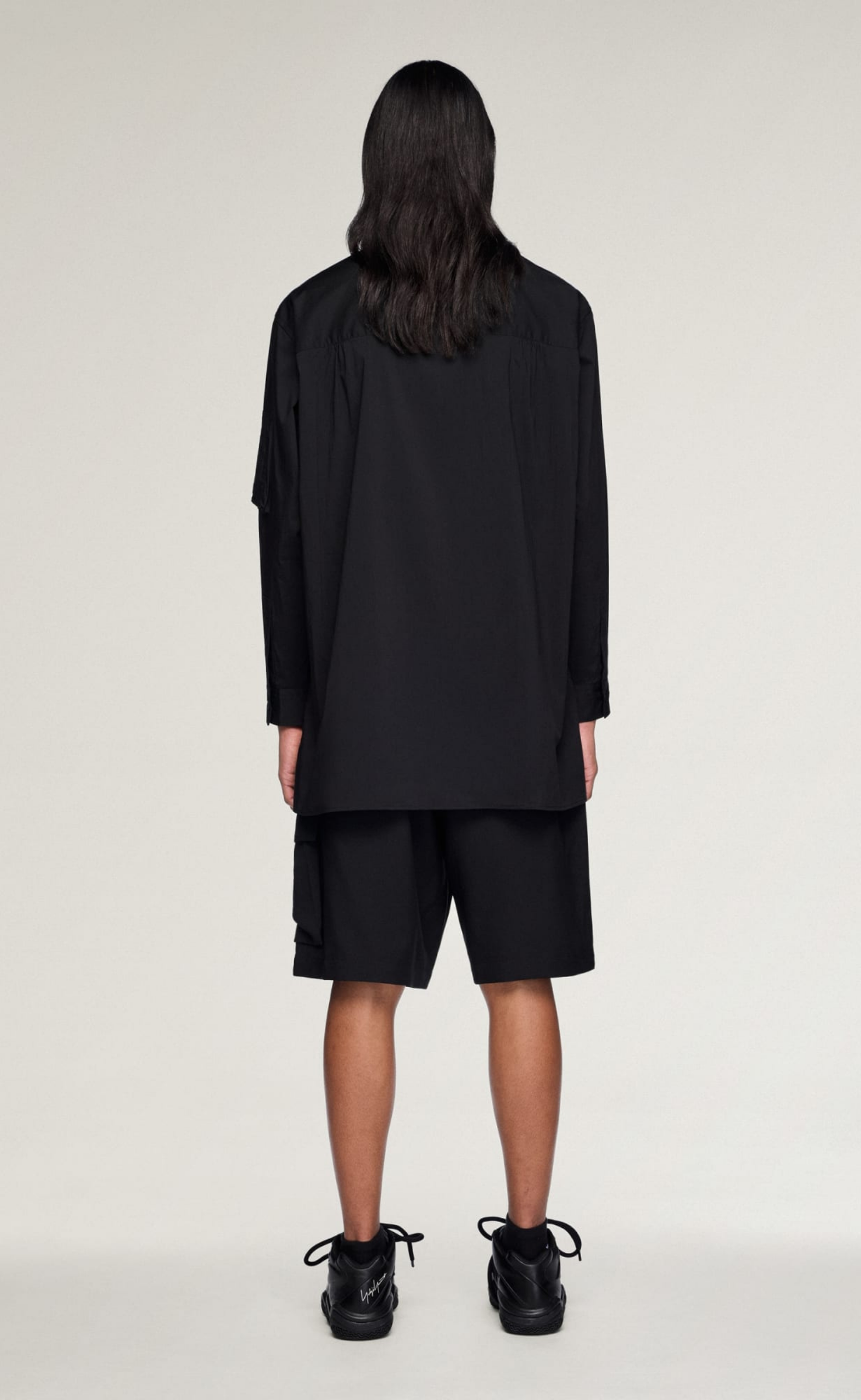 Y-3 COTTON LONGSLEEVE BLACK SHIRT
