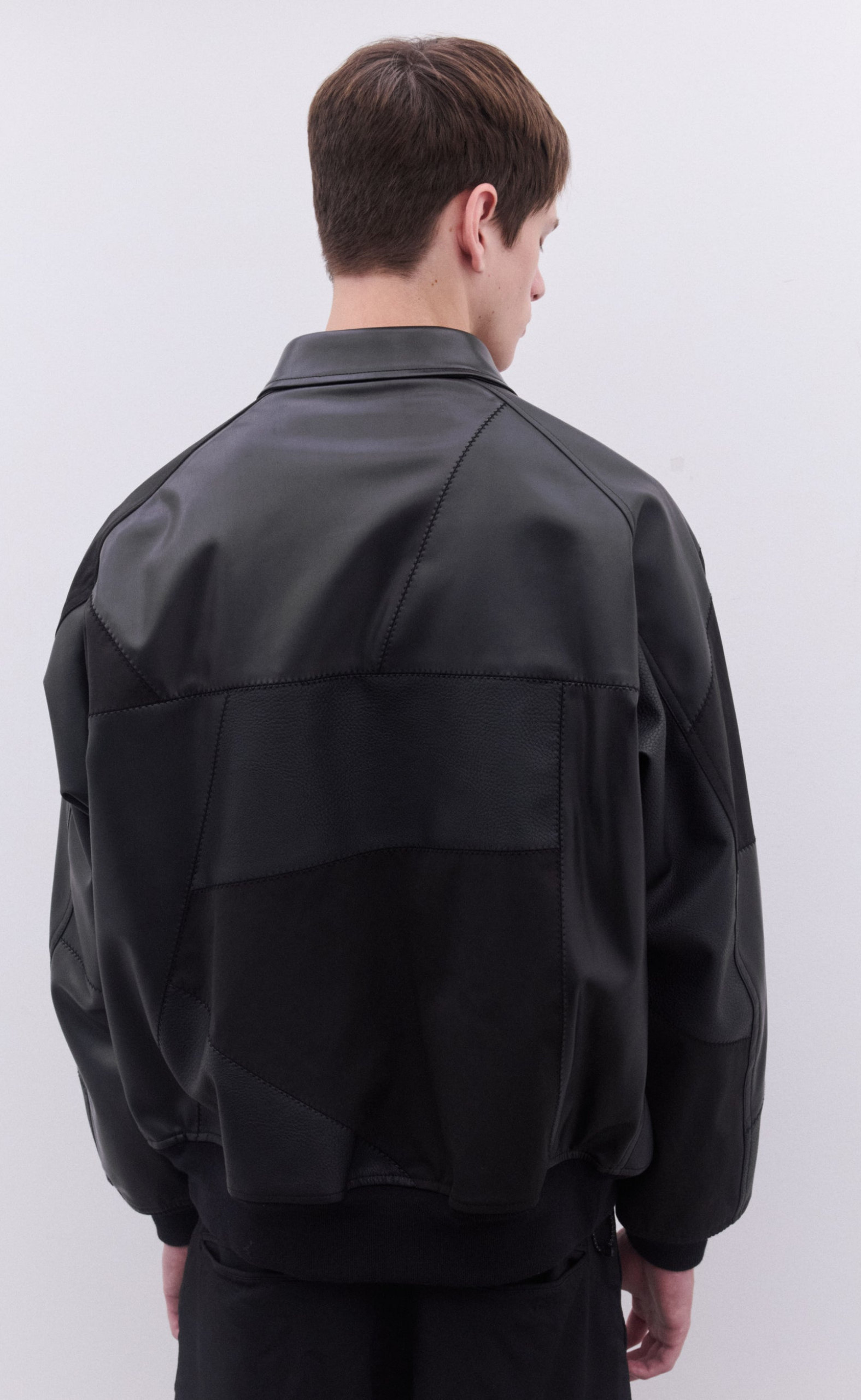 PATCHWORK BOMBER BLACK JACKET