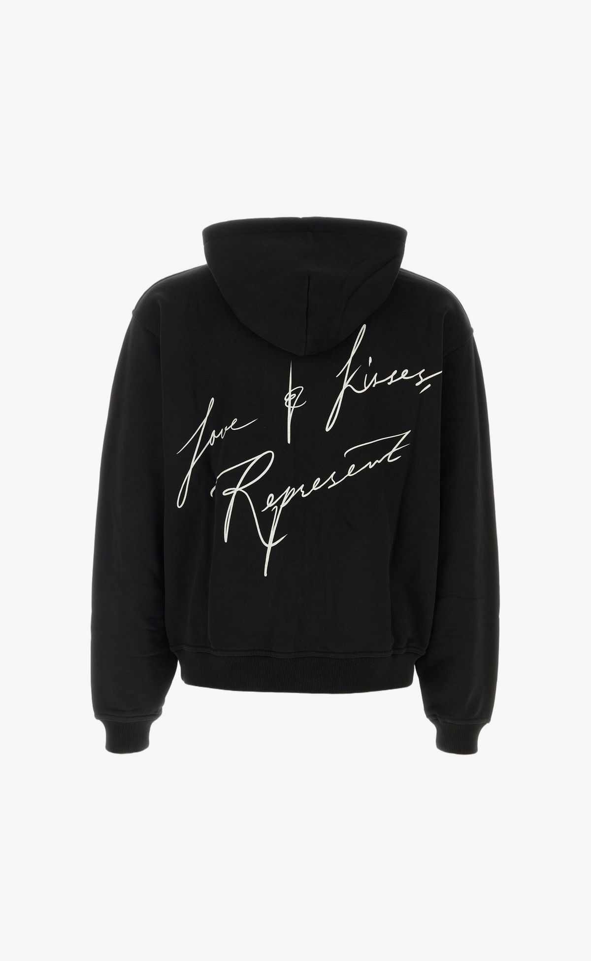 LOVE AND KISSES THROUGH ZIP JET BLACK HOODIE