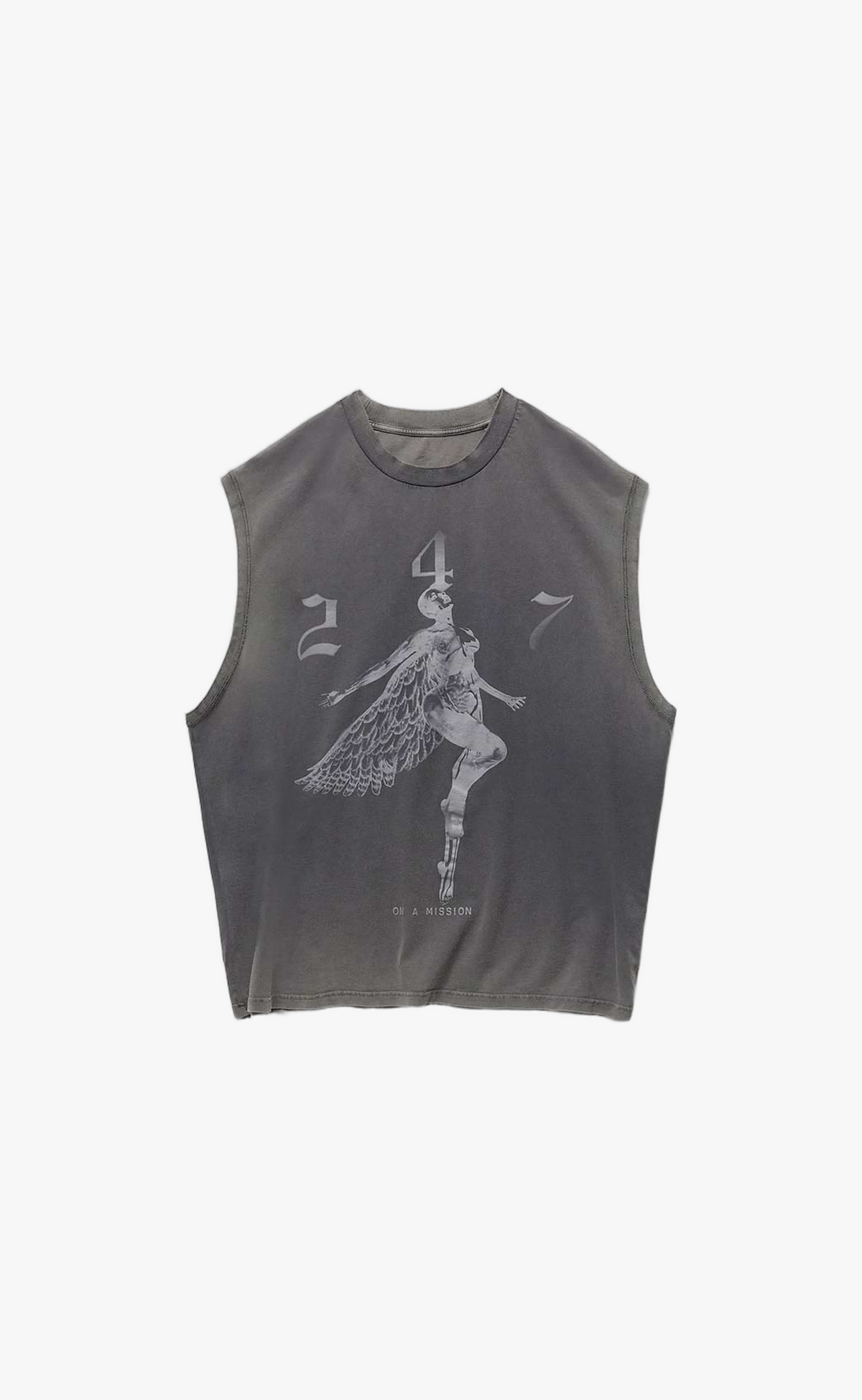 247 ANGEL GRAPHIC VINTAGE BLACK TANK TOP