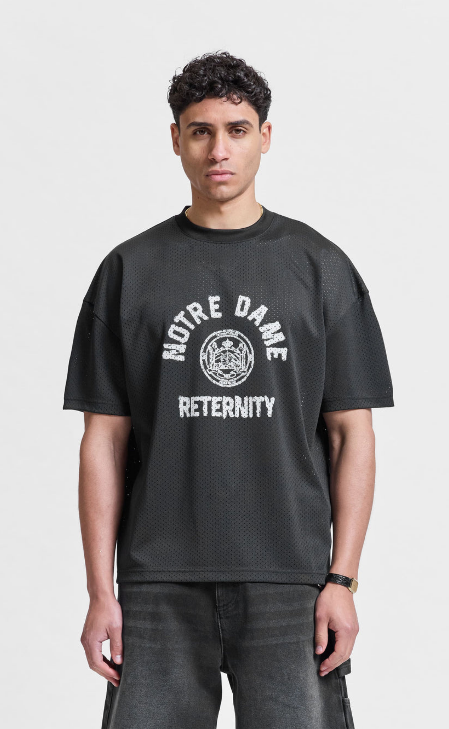 NOTRE DAME MESH BLACK T-SHIRT
