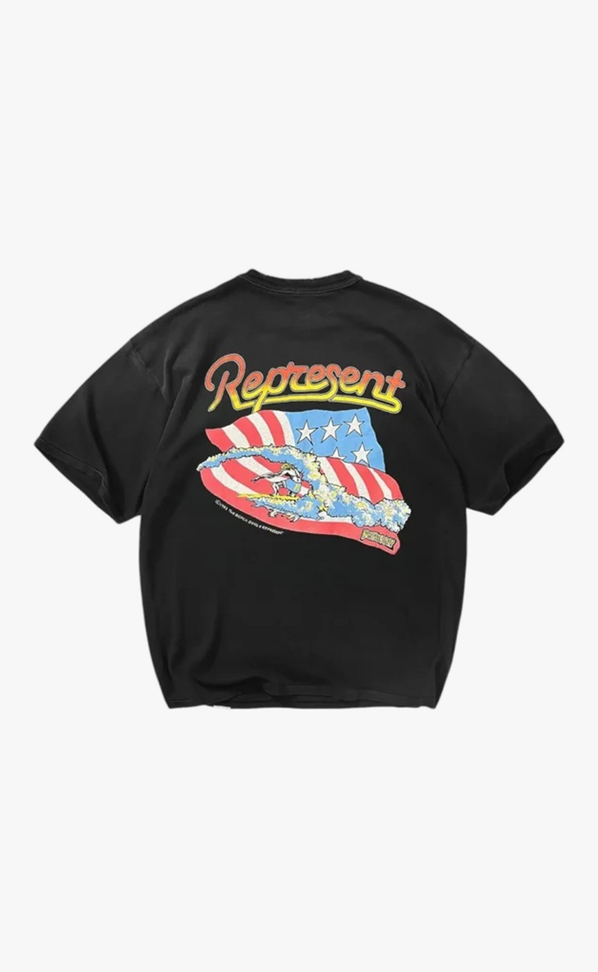 BEACH BOYS AMERICAS BAND STAINED BLACK T-SHIRT