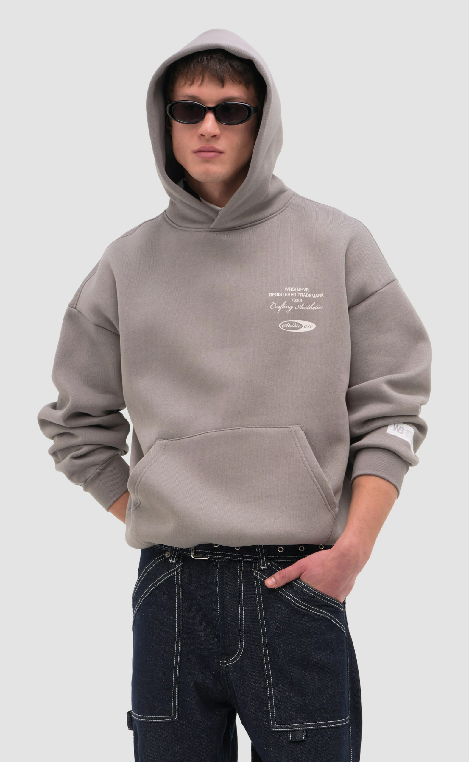 STUDIO V13 GRAY FLANNEL HOODIE