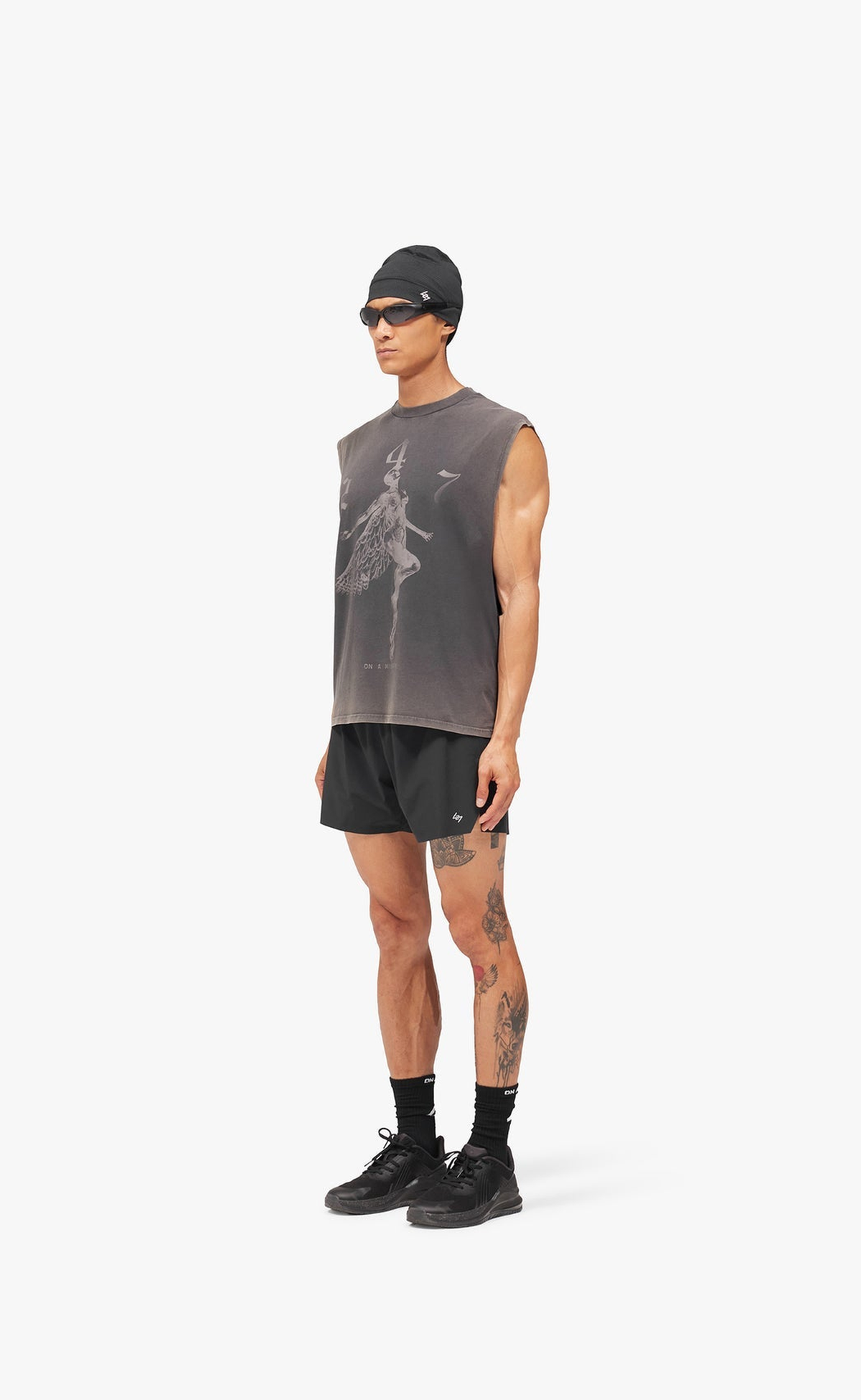 247 ANGEL GRAPHIC VINTAGE BLACK TANK TOP