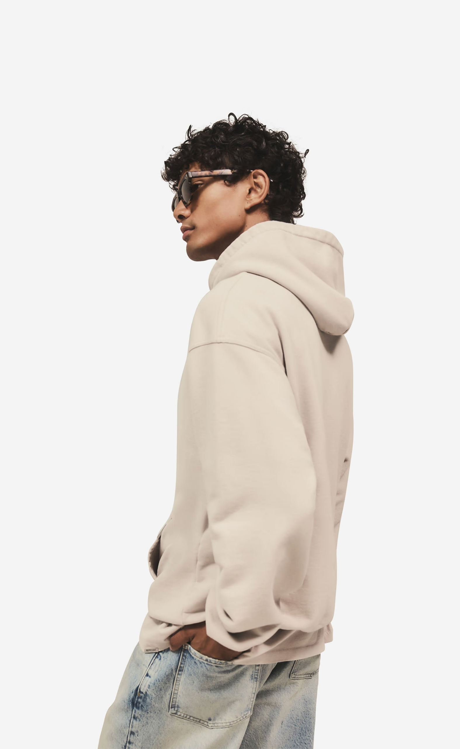SCRIPT LOGO ZIP CONCRETE HOODIE