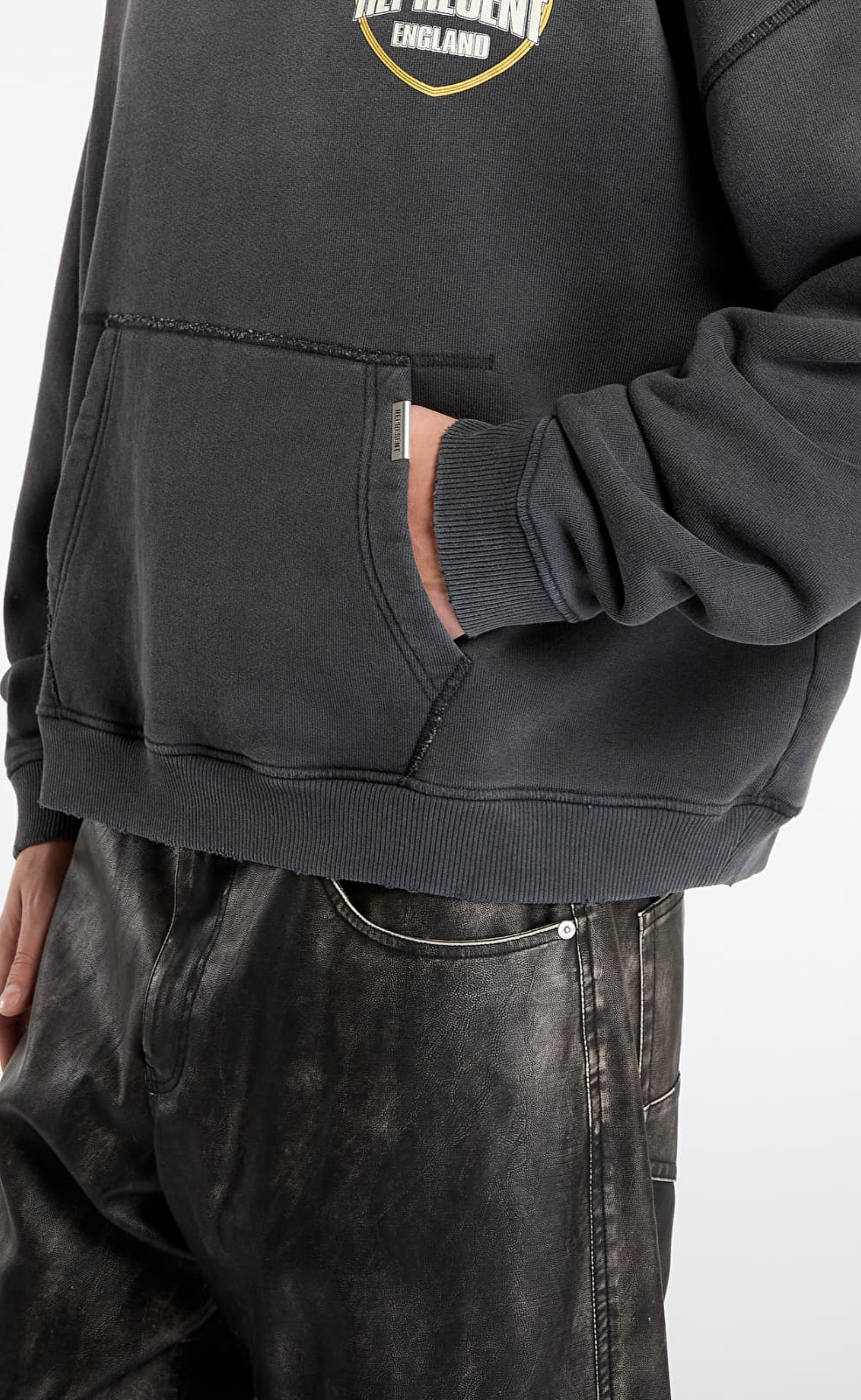 REPRESENT ANGEL BORDER STAINED BLACK HOODIE