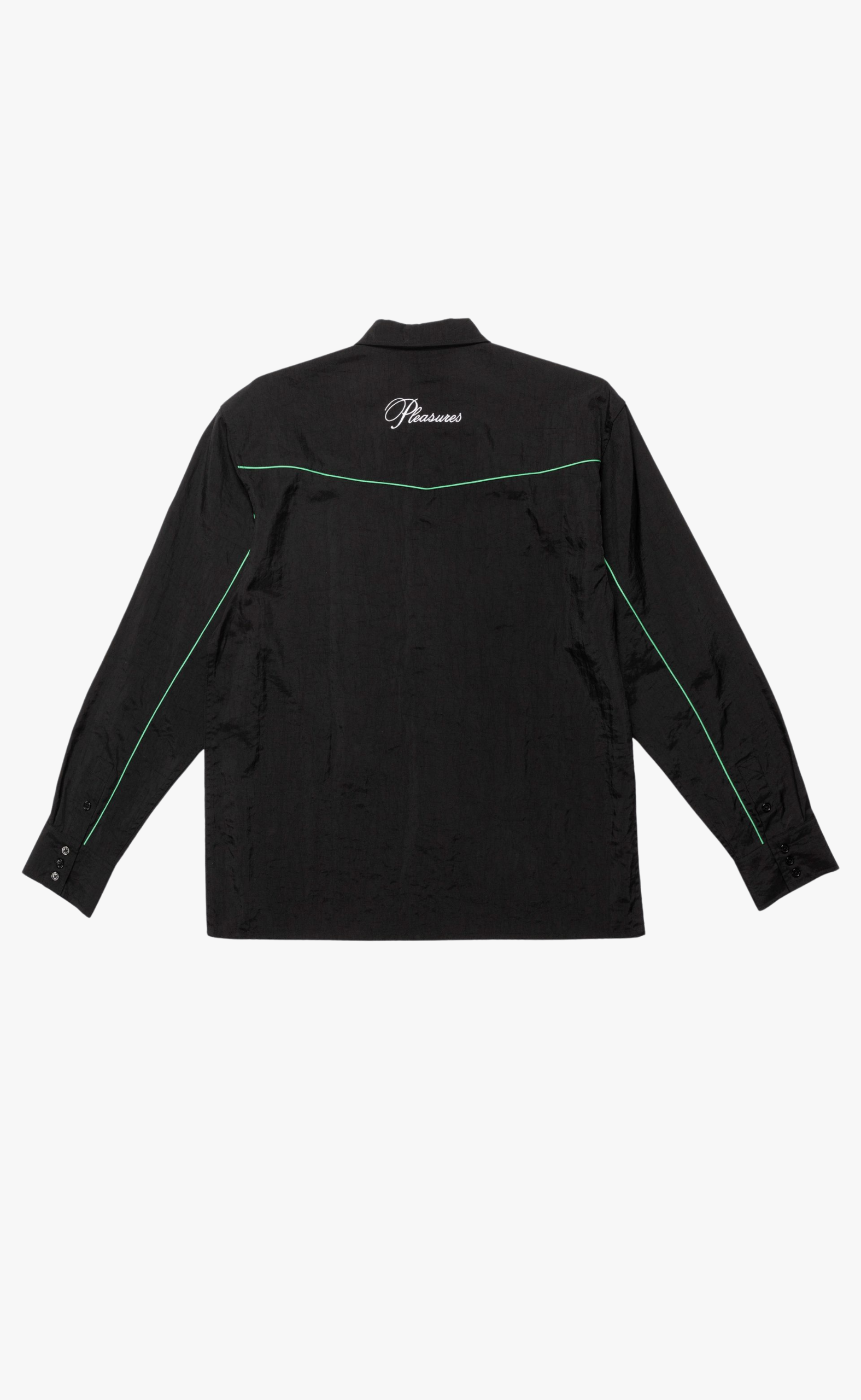 NYLON WESTERN BUTTON UP BLACK SHIRT