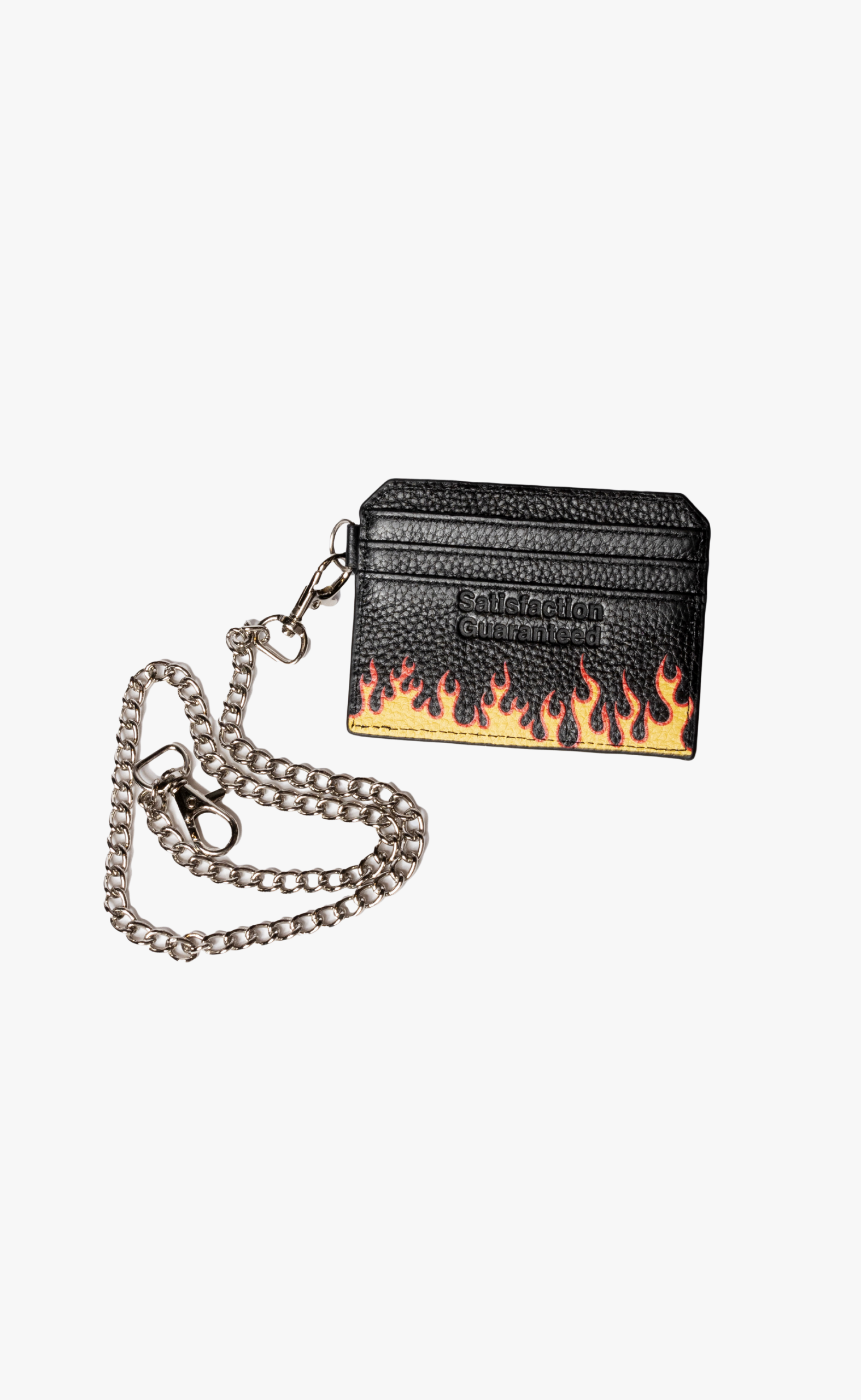 LEATHER CARD HOLDER BLACK CHAIN
