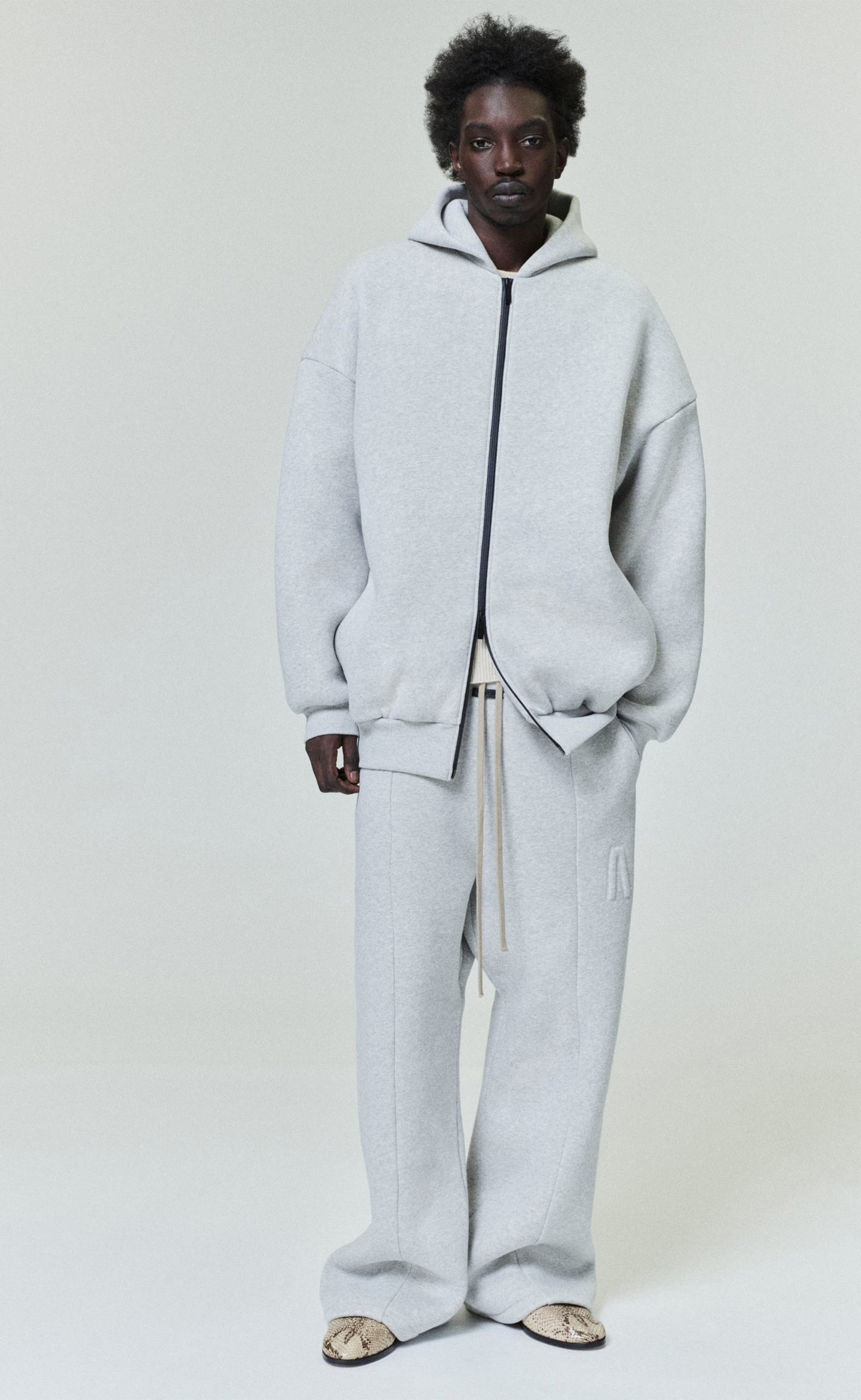 ATHLETICS ZIP UP MELANGE GREY HOODIE