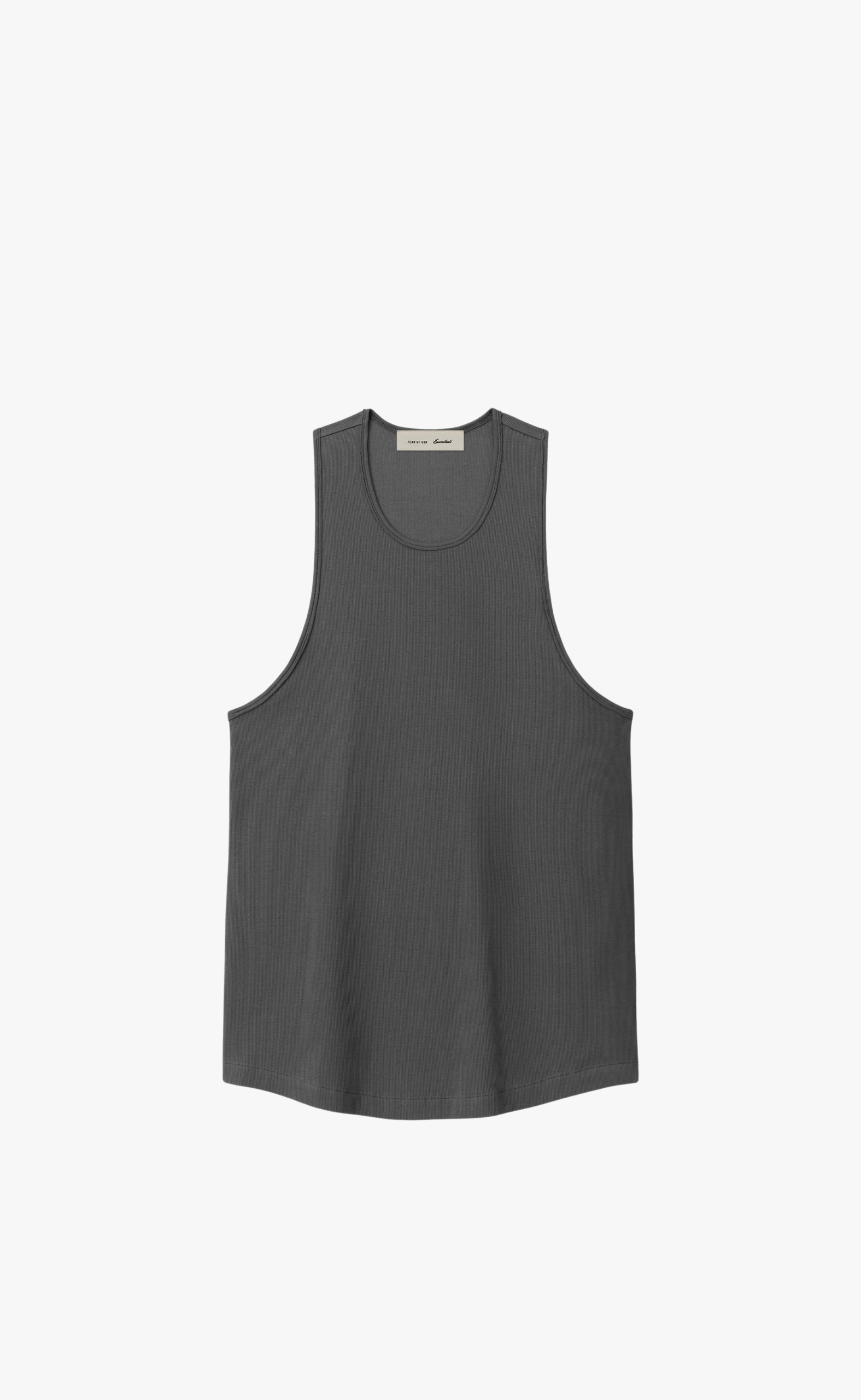 RIBBED ESSENTIAL IRON GREY TANK TOP