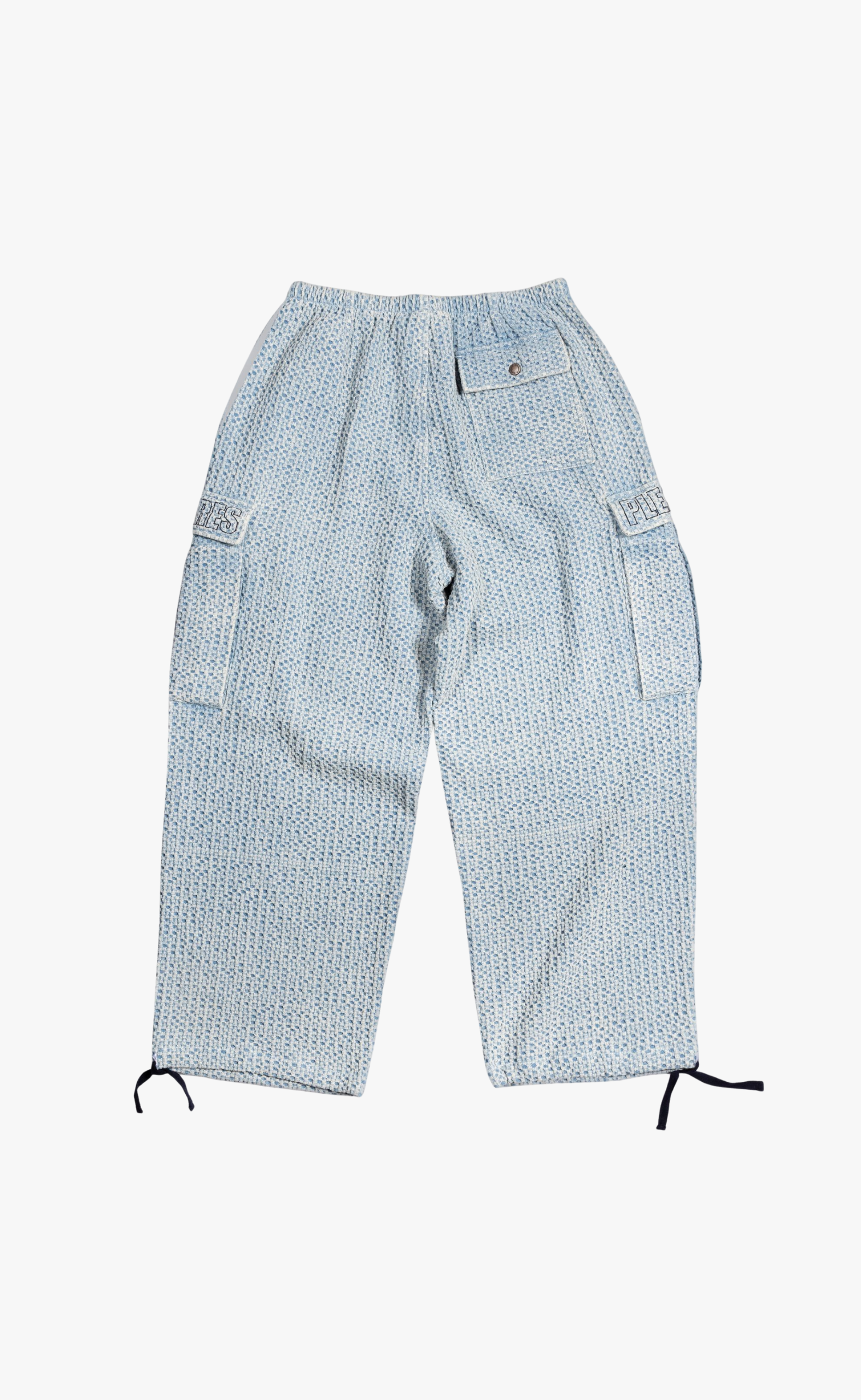 KNITTED INDIGO CARGO INDIGO PANTS