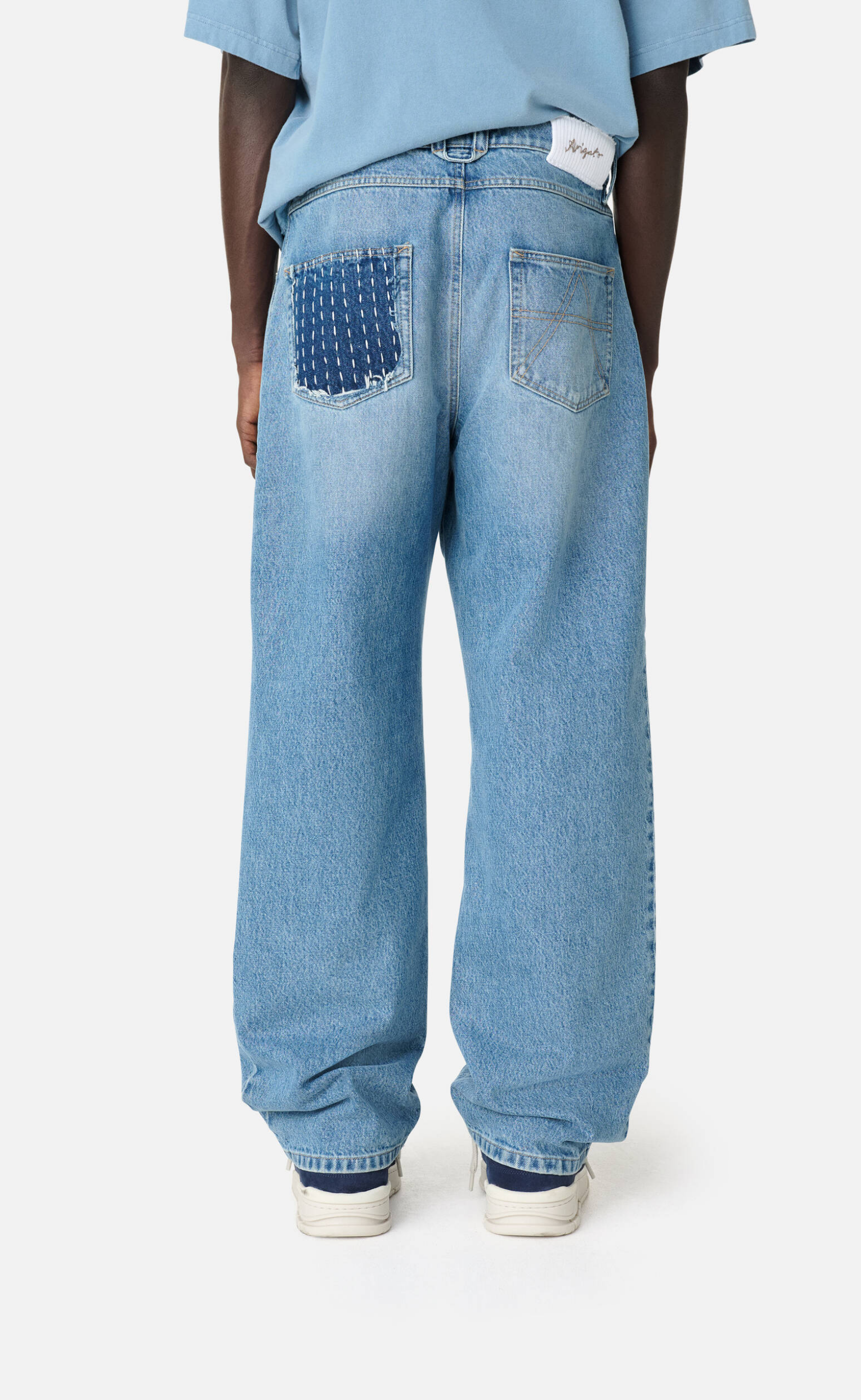 PATCHWORK RELAXED LIGHT BLUE JEANS
