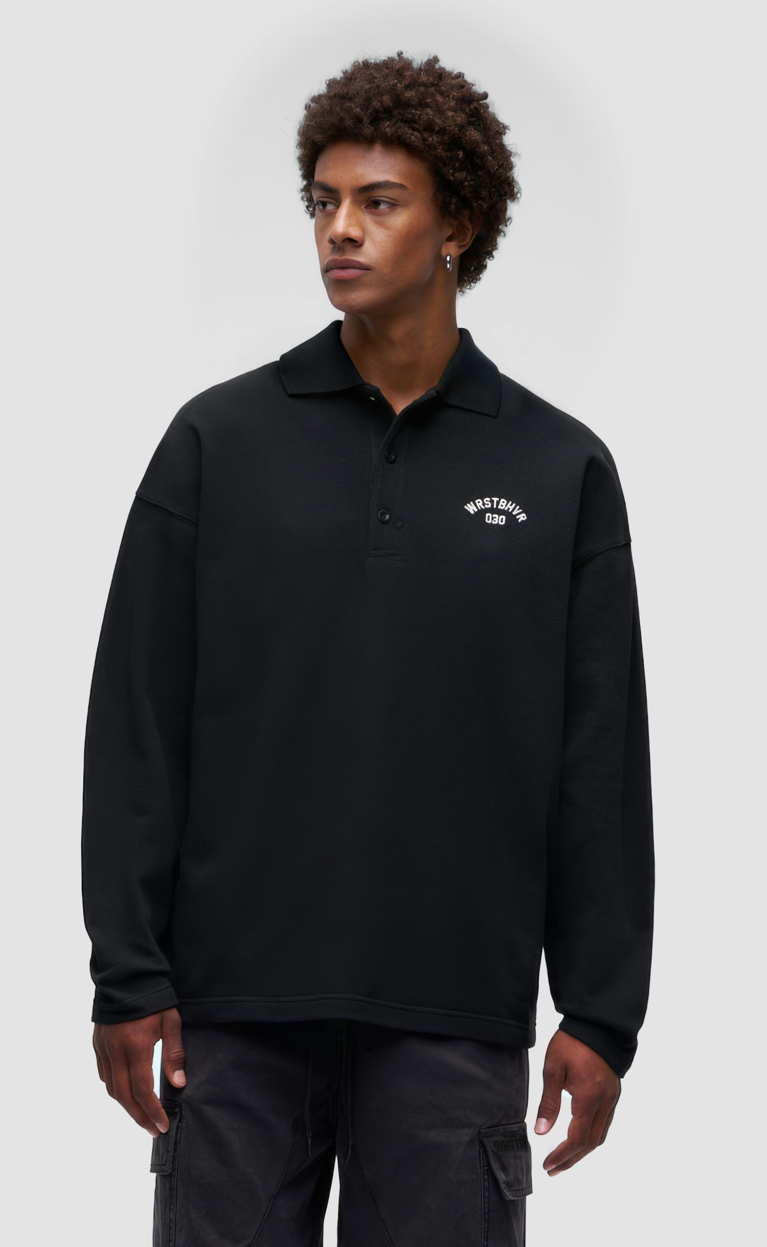 FRENNE POLO JET BLACK LONGSLEEVE