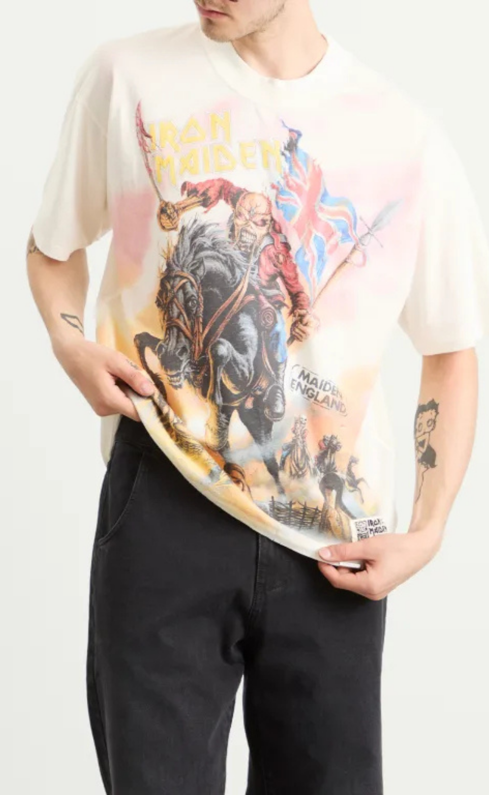 IRON MAIDEN STEED FLAT WHITE T-SHIRT