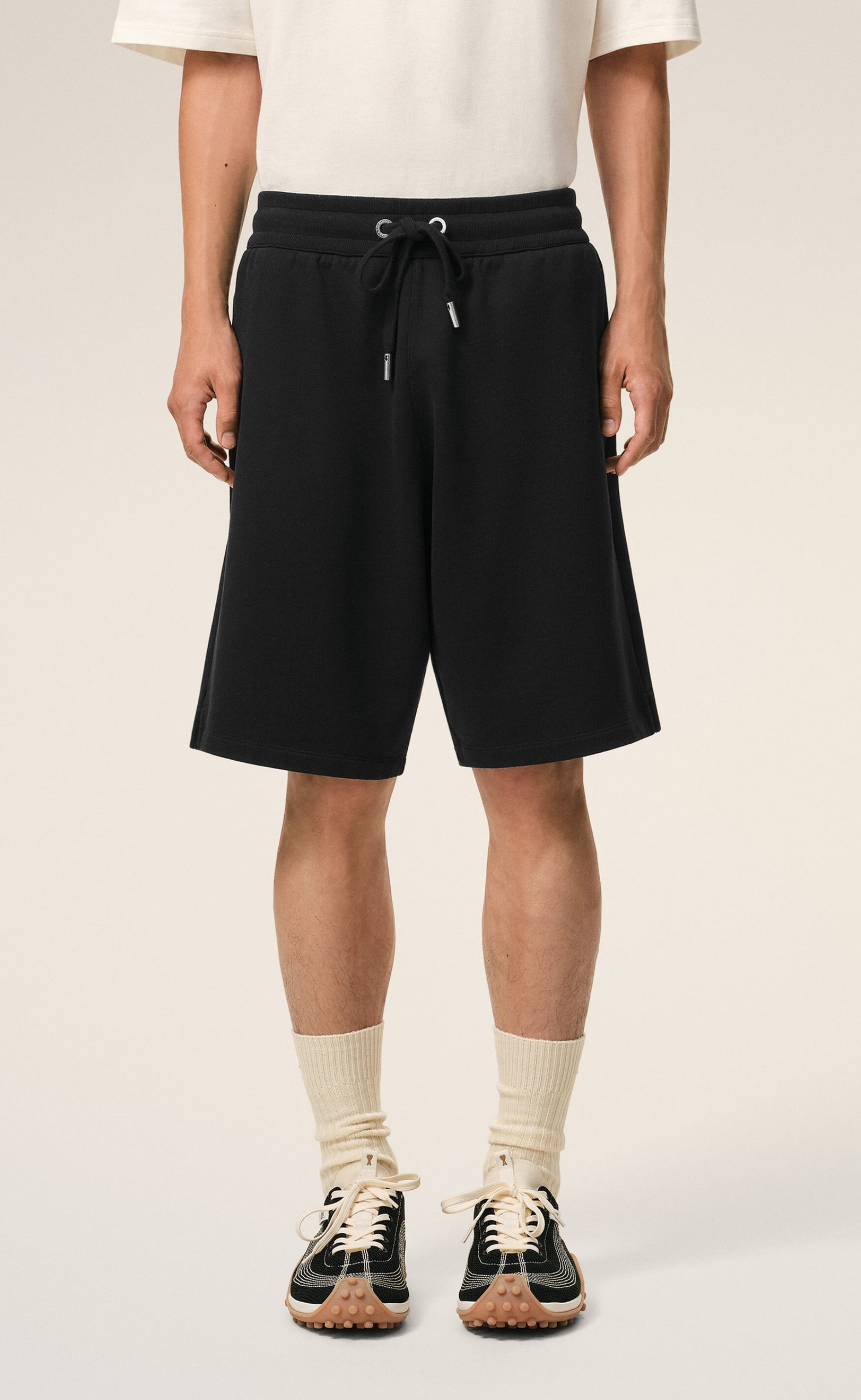 SMALL EMBOSSED AMI DE COEUR BLACK SHORTS