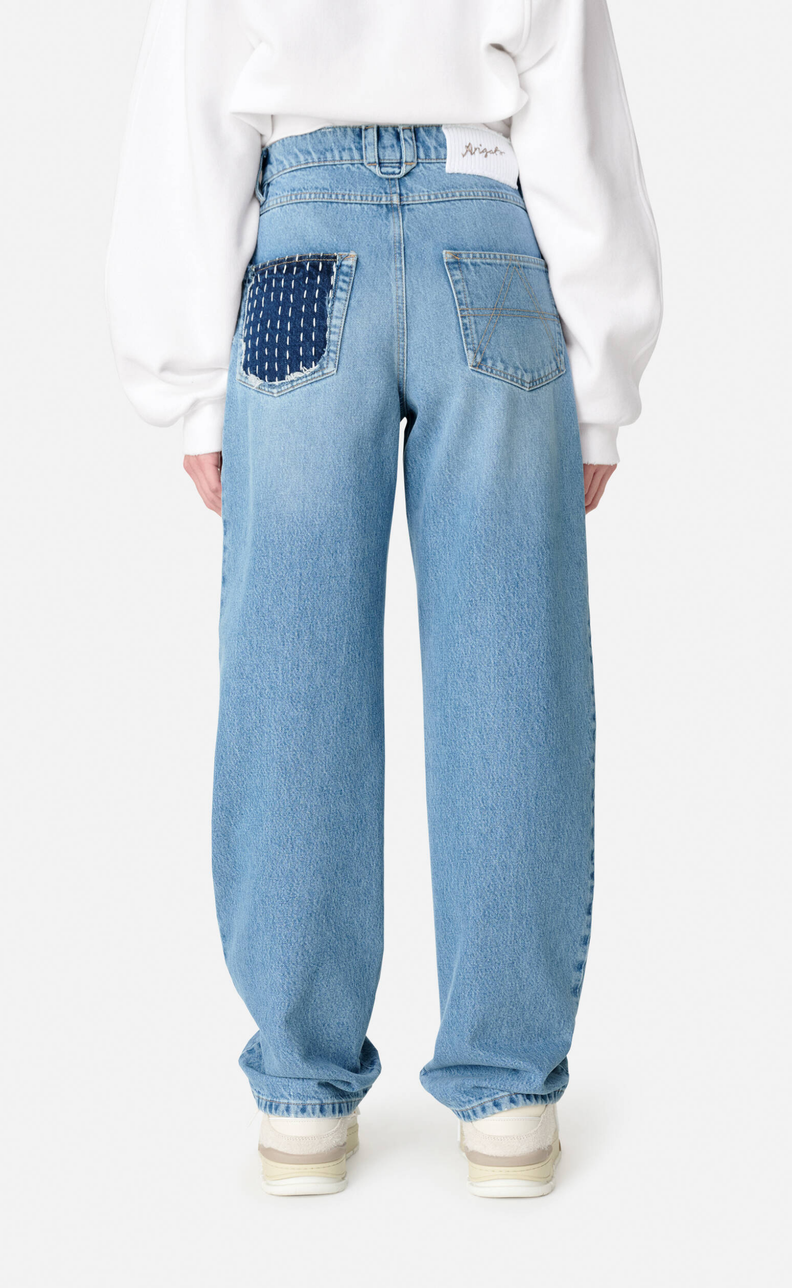 PATCHWORK RELAXED LIGHT BLUE JEANS