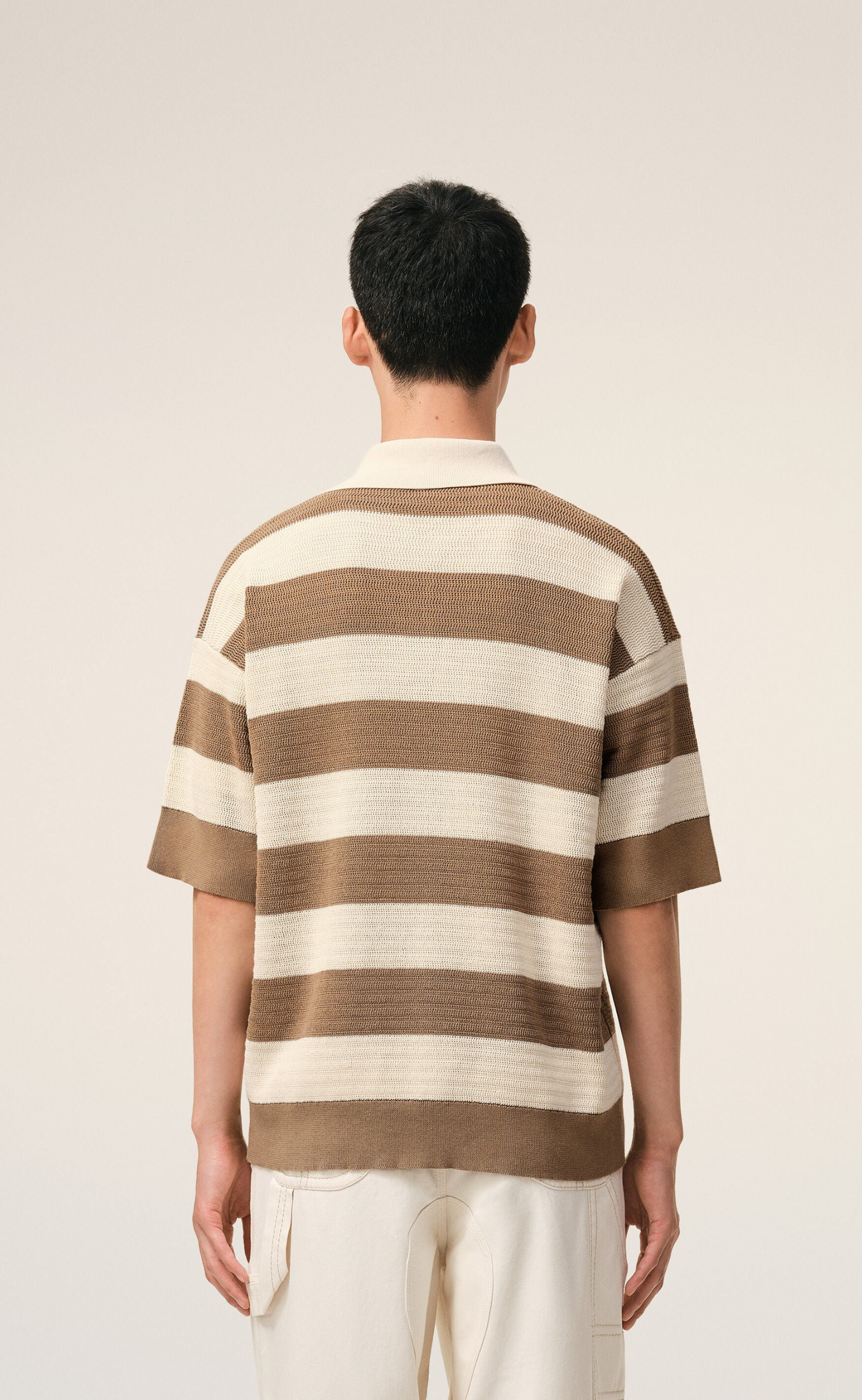 COTTON AMI DE COEUR CREAM CARBON POLO T-SHIRT