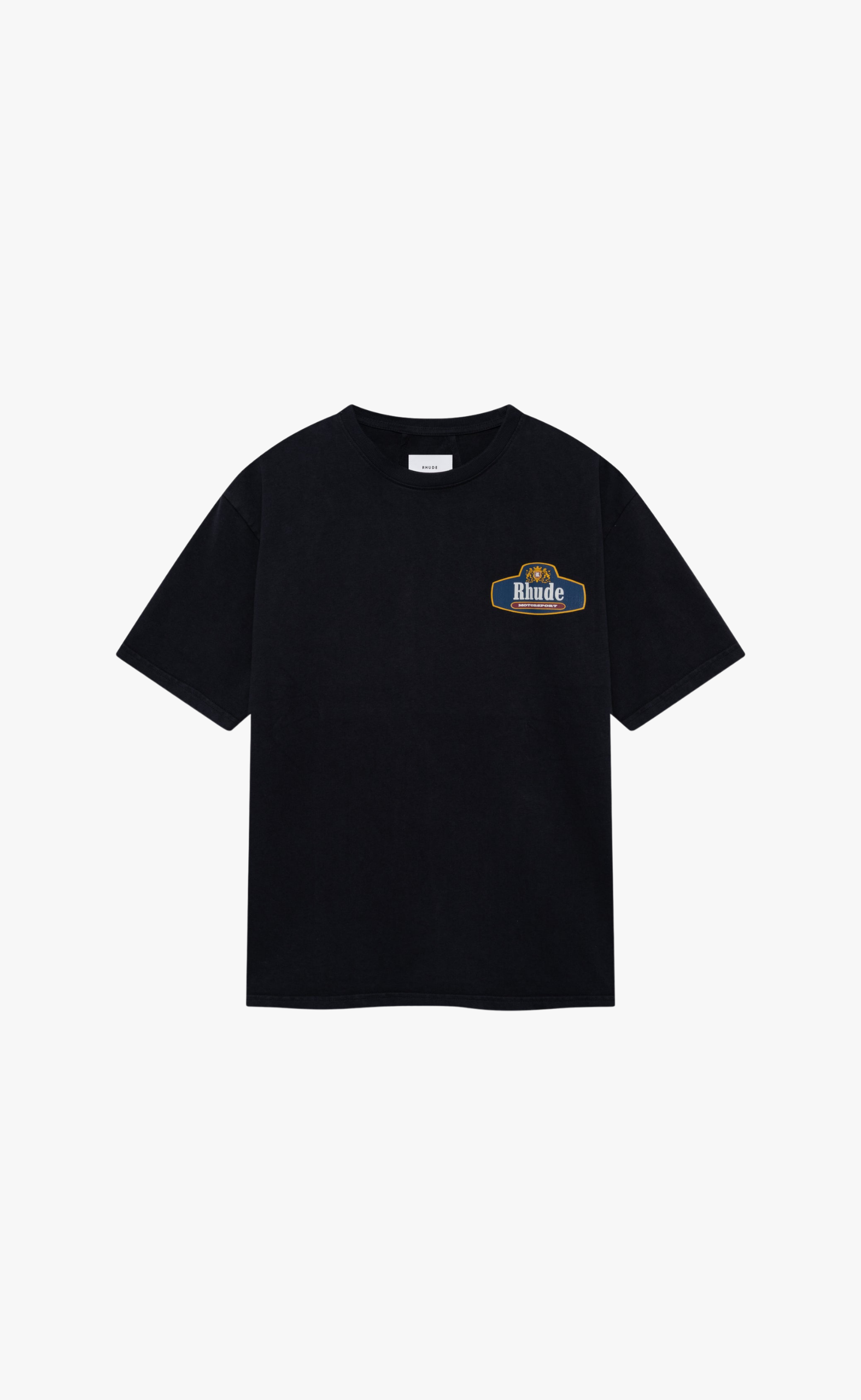 RHUDE RACING CREST VINTAGE BLACK T-SHIRT