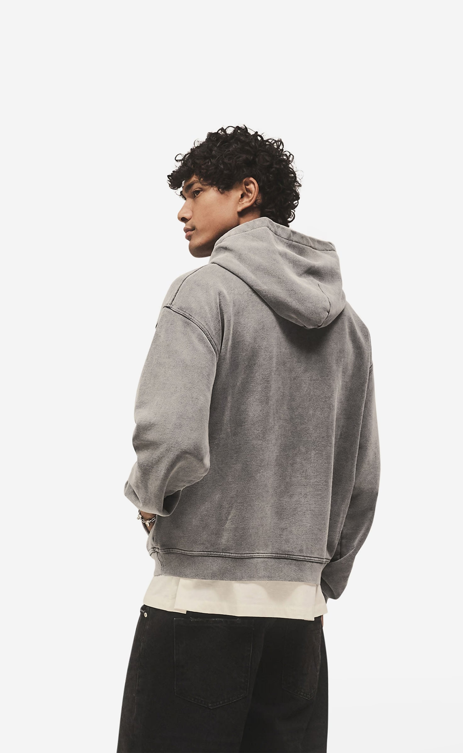 SCRIPT LOGO ZIP VNTAGE GREY HOODIE