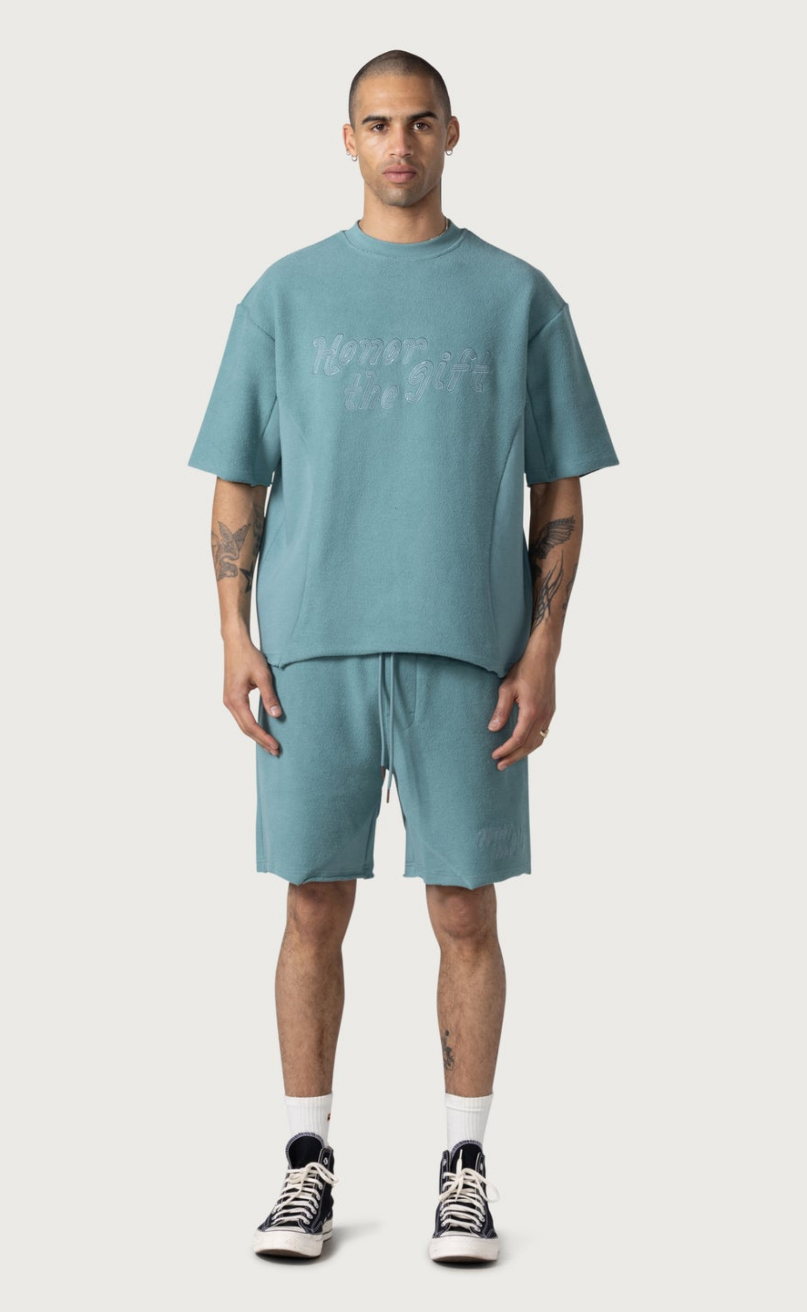 BLOCK PARTY REVERSE TERRY GREEN SHORTS