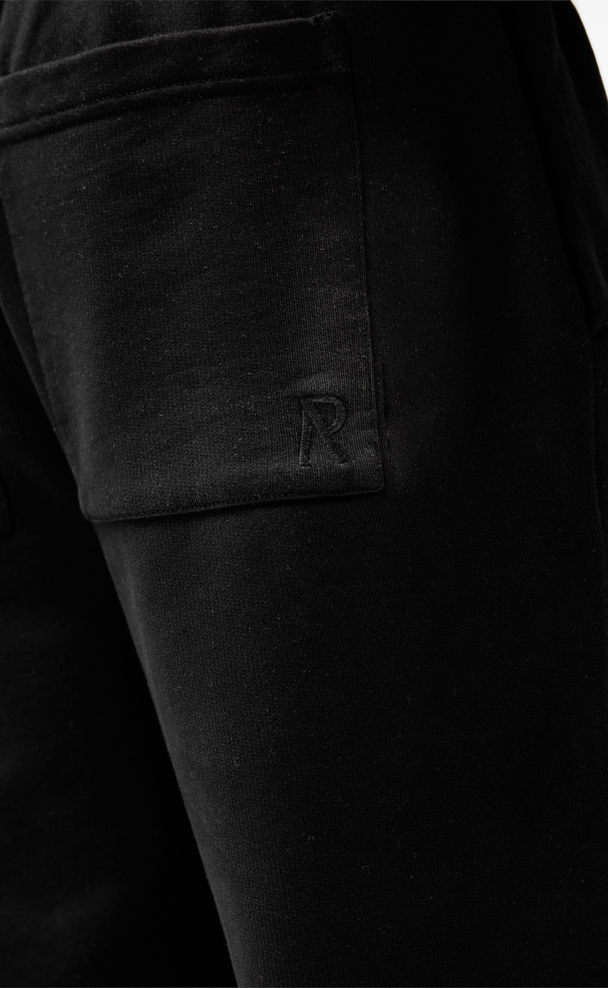 INITIAL WIDE LEG CUFFED JET BLACK SWEATPANTS