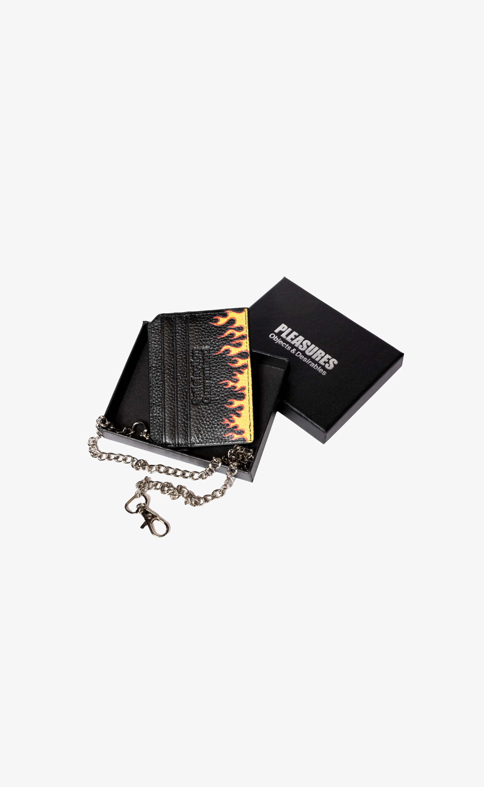 LEATHER CARD HOLDER BLACK CHAIN