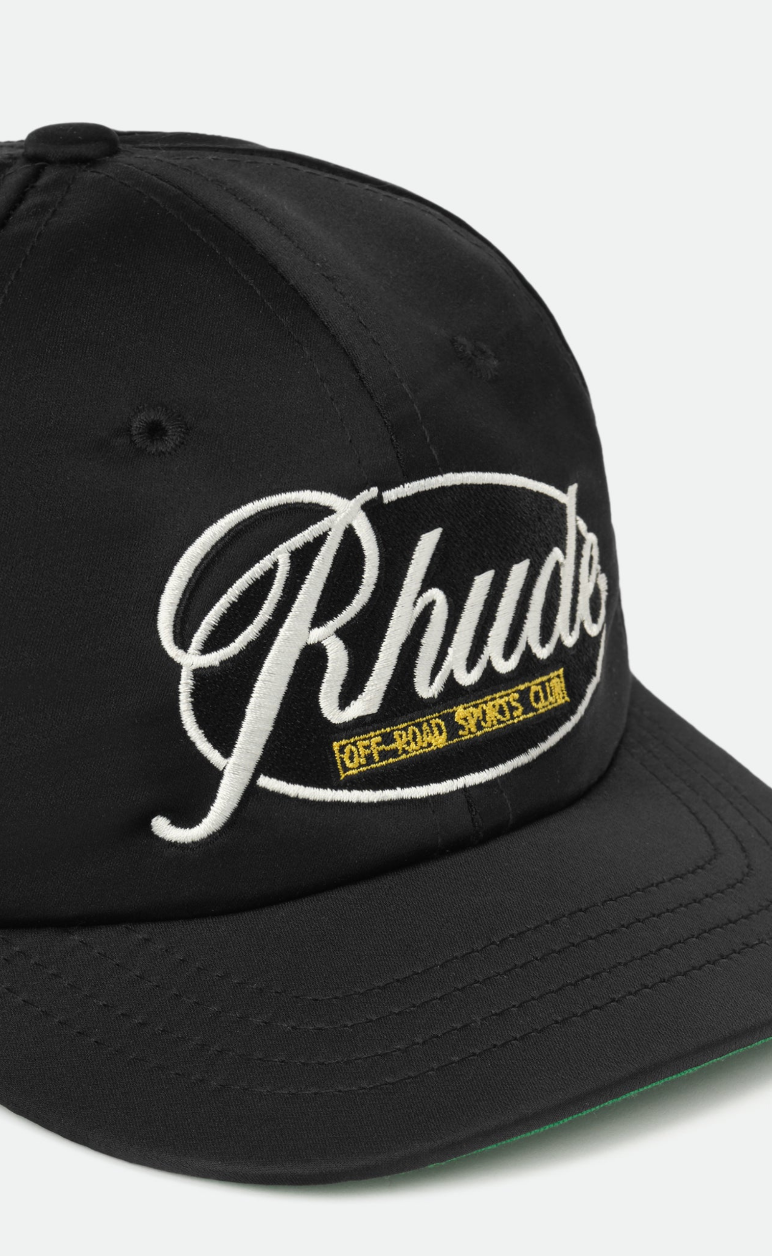 RHUDE SPORTS CLUB CURVED BRIM BLACK HAT