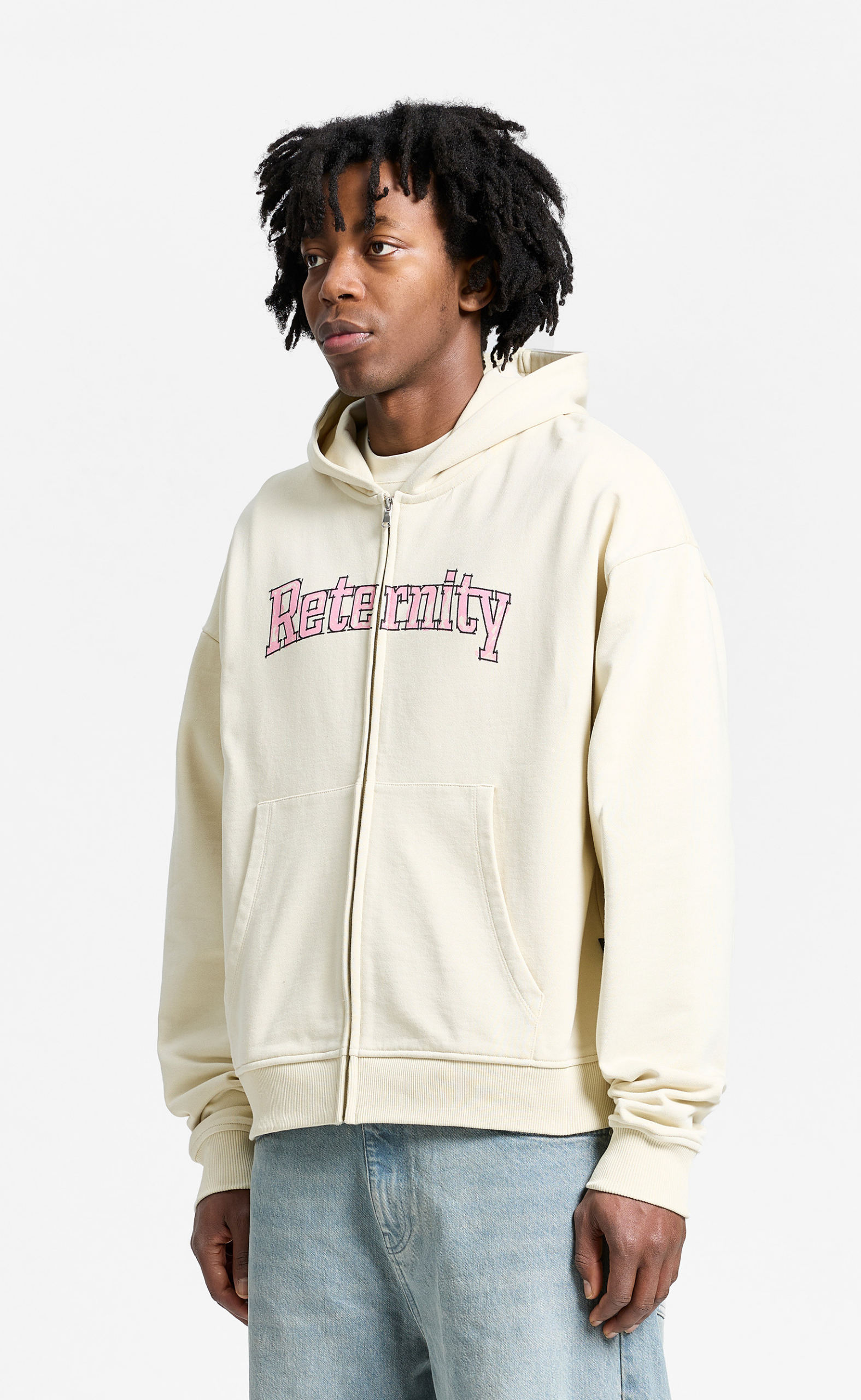 WATERCOLOR ZIP CREAM HOODIE