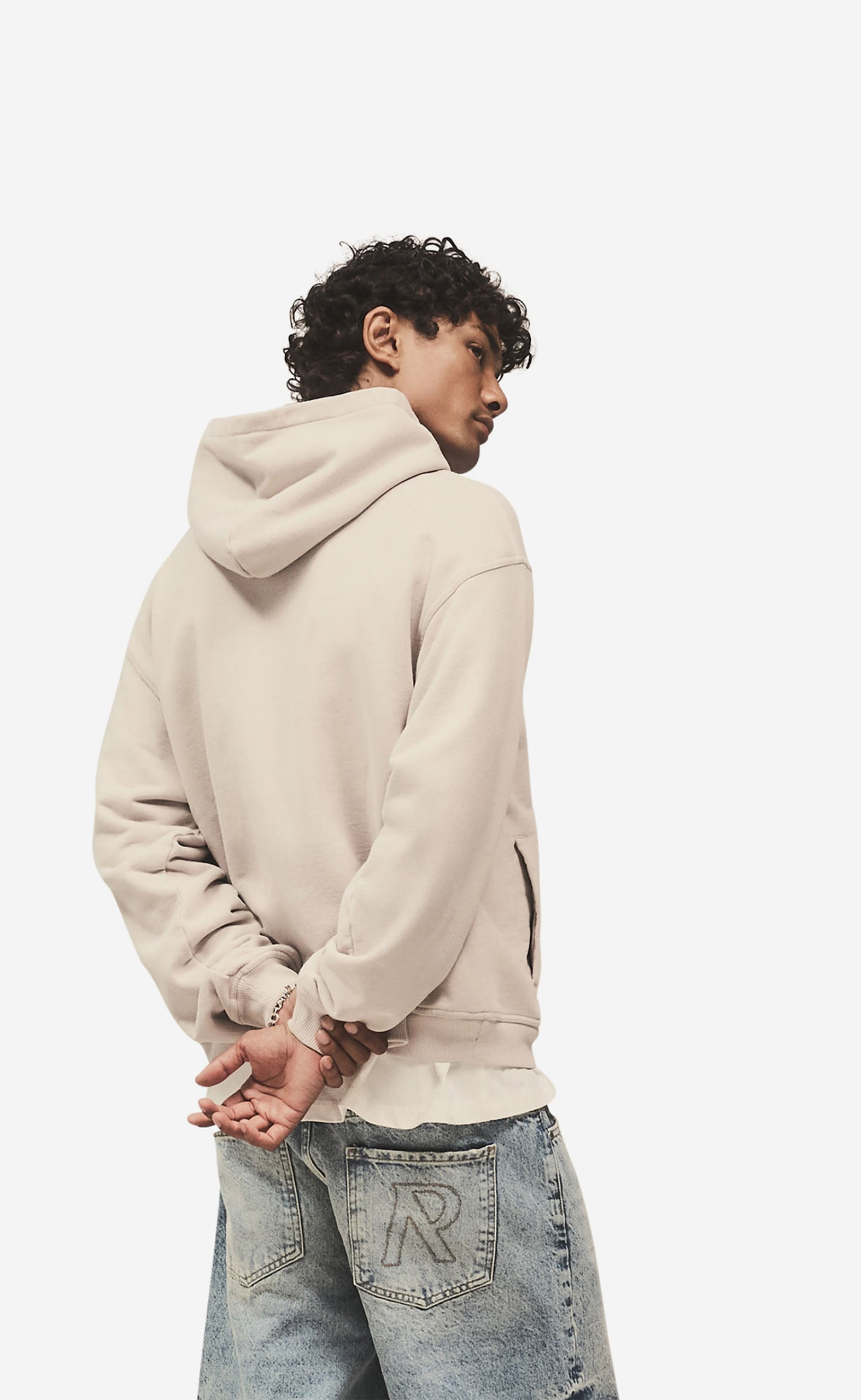 SCRIPT LOGO ZIP CONCRETE HOODIE
