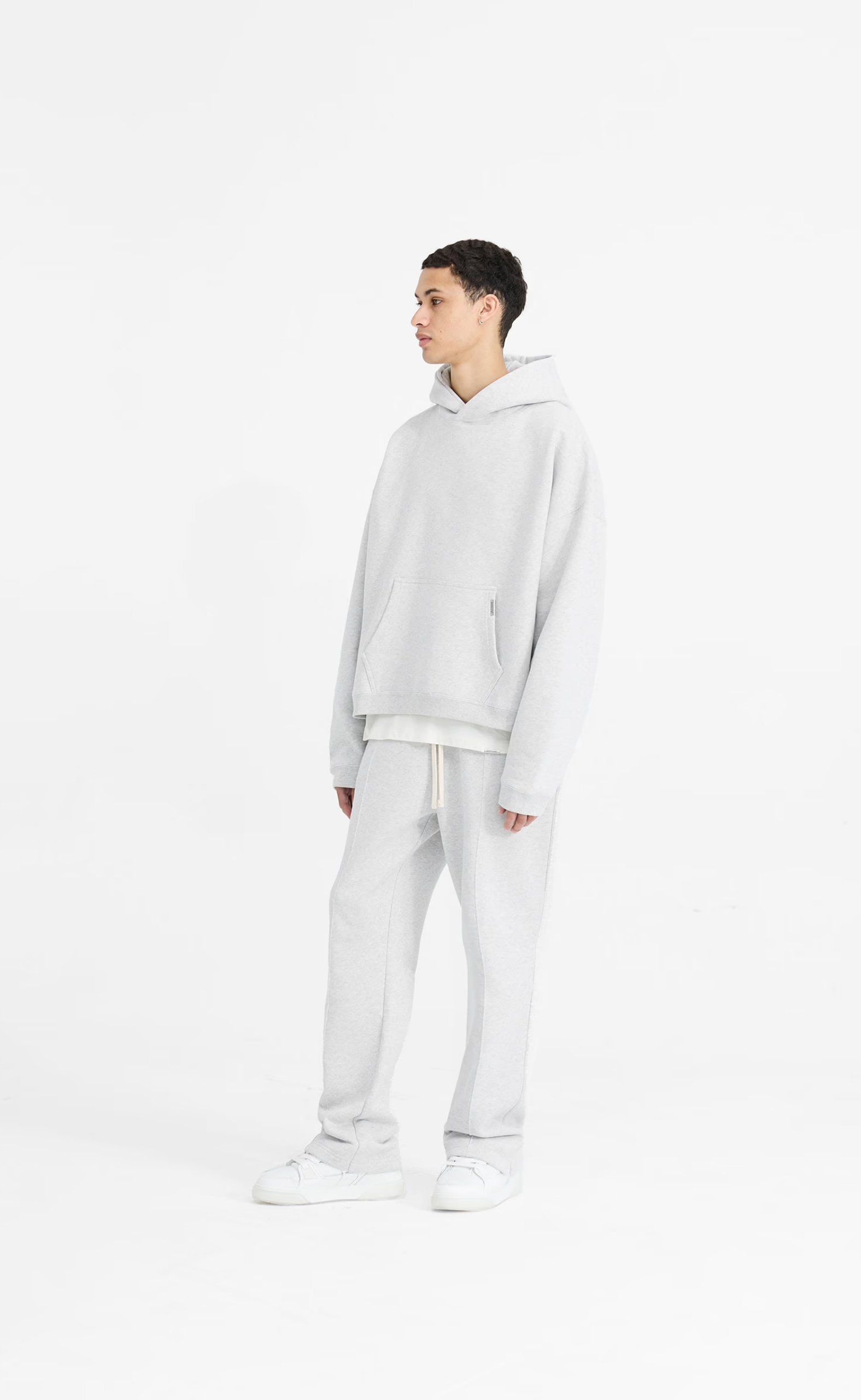 INITIAL BOXY OVERSIZED ICE GREY MARL HOODIE