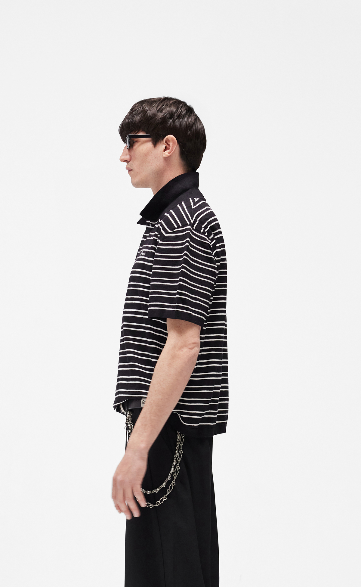 CALIFORNIA STRIPED POLO JET BLACK T-SHIRT